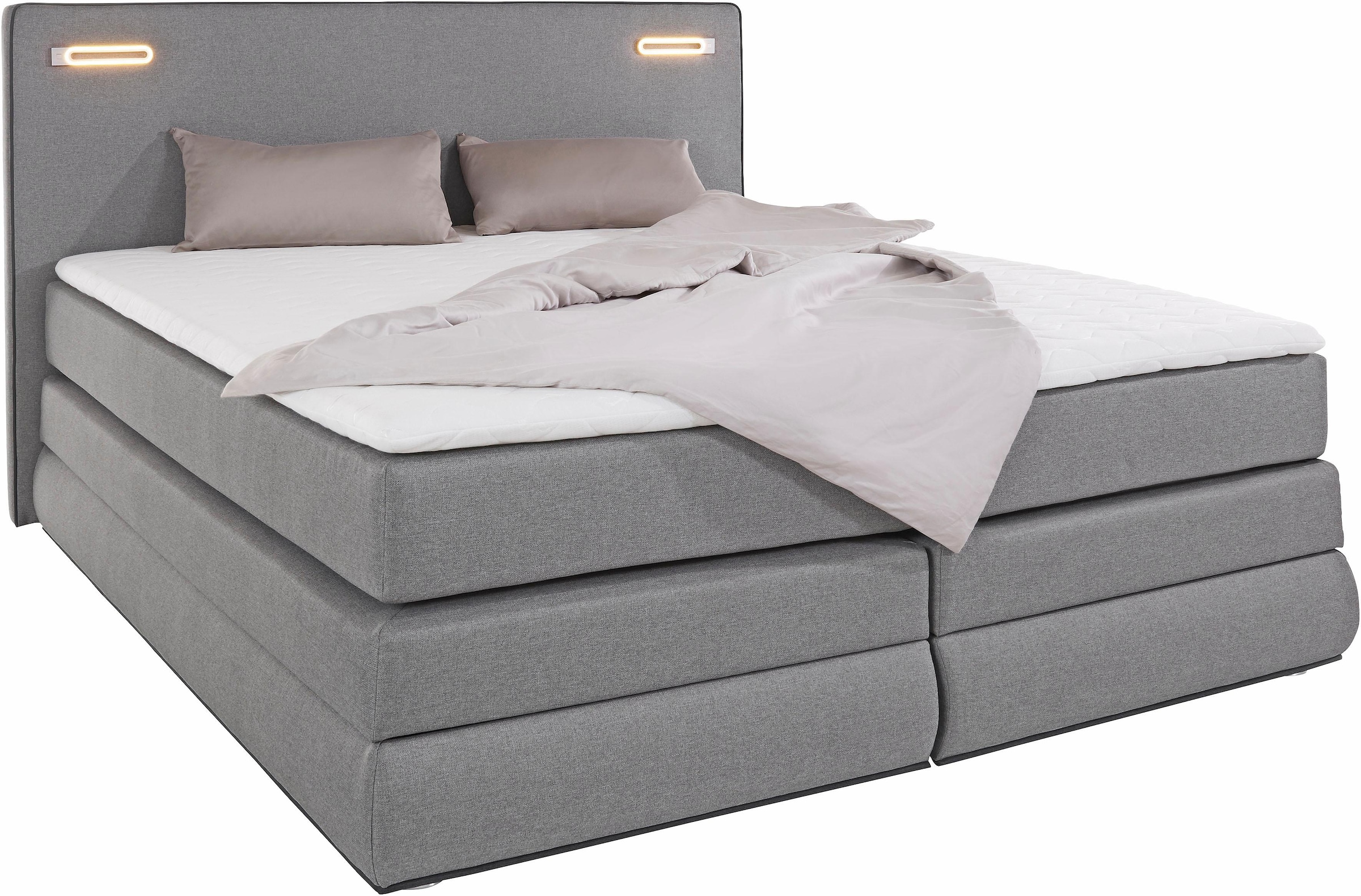 COLLECTION AB Boxspringbett »Ninoni«, inkl. Bettkasten, Topper und wahlweise mit LED-Beleuchtung
