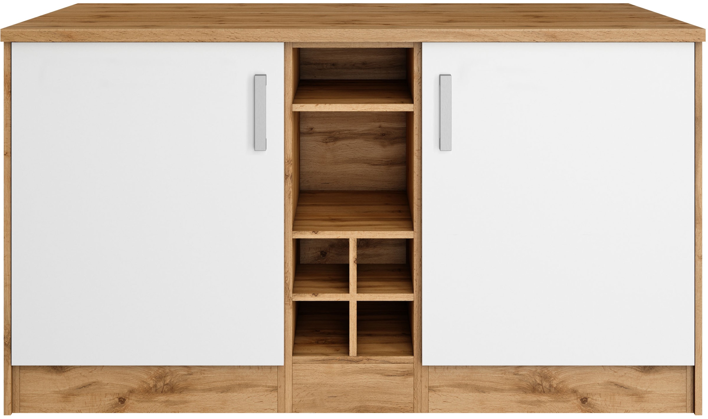 KOCHSTATION Kücheninsel »KS-Toronto«, Breite 153 cm, MDF-Fronten, Flaschenregal