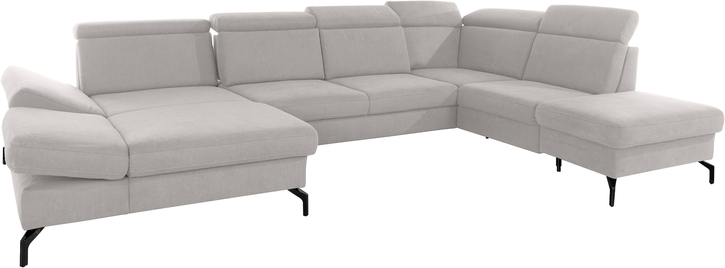 sit&more Wohnlandschaft »Brisbane U-Form«, Fußhöhe 15 cm, inklusive Sitztiefen-, Armteil- und Kopfteilverstellung