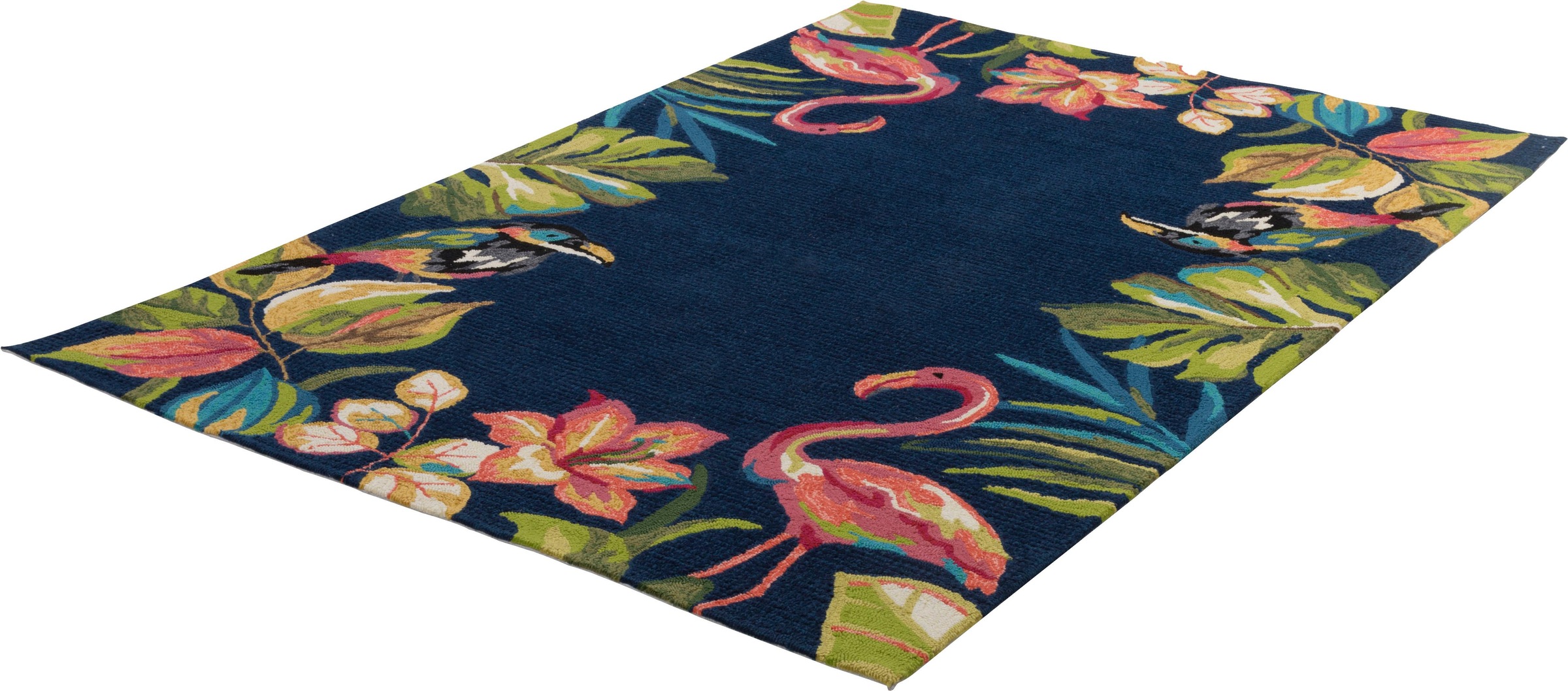 Gino Falcone Teppich »Rosetta 020 Flamingos«, rechteckig, 15 mm Höhe, besonders weich durch Microfaser, In- und Outdoor geeignet, Wohnzimmer