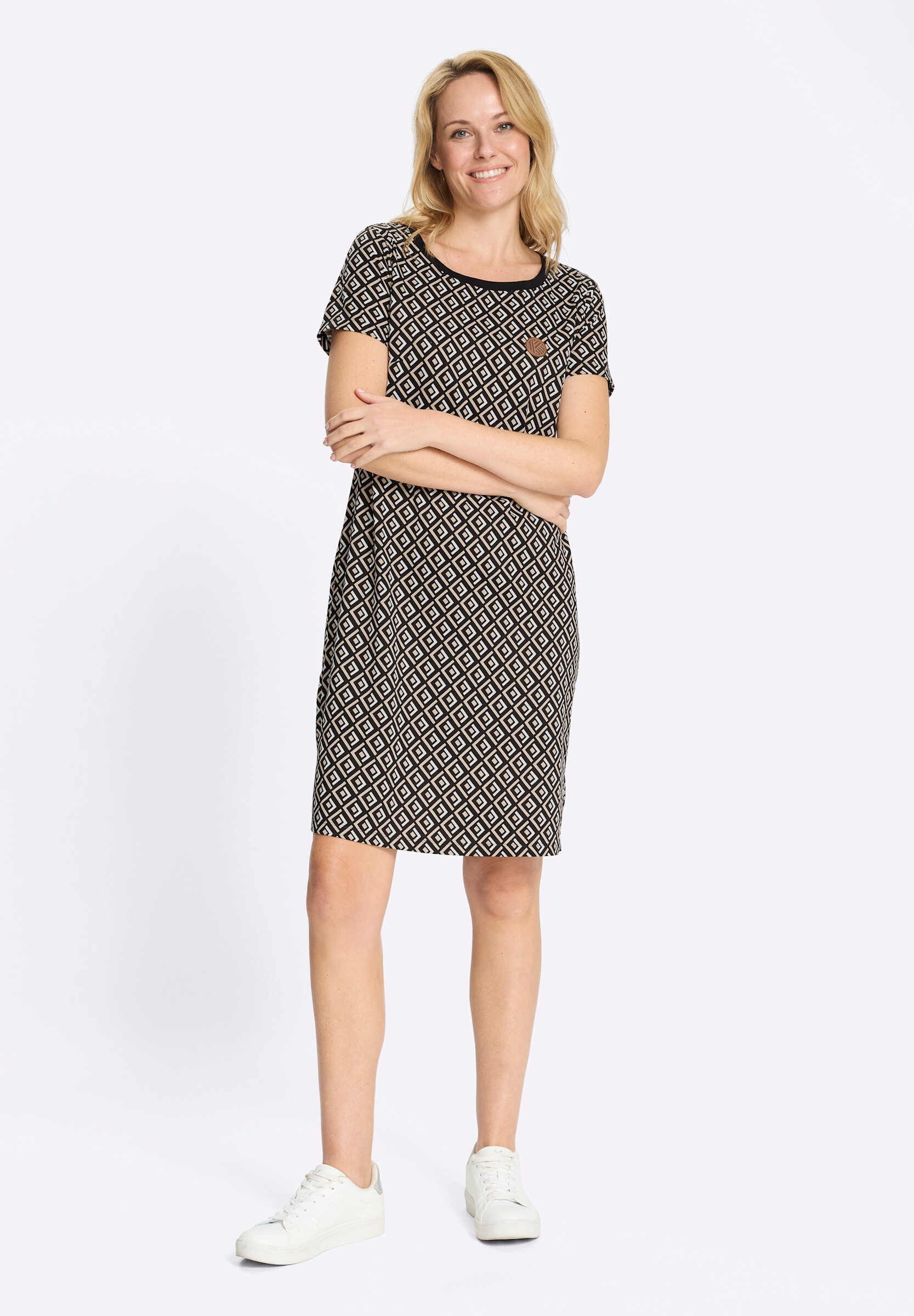 Sieh an! Shirtkleid »Jersey-Kleid Jerseykleid mit Grafik-Dessin« Ohne Taschen