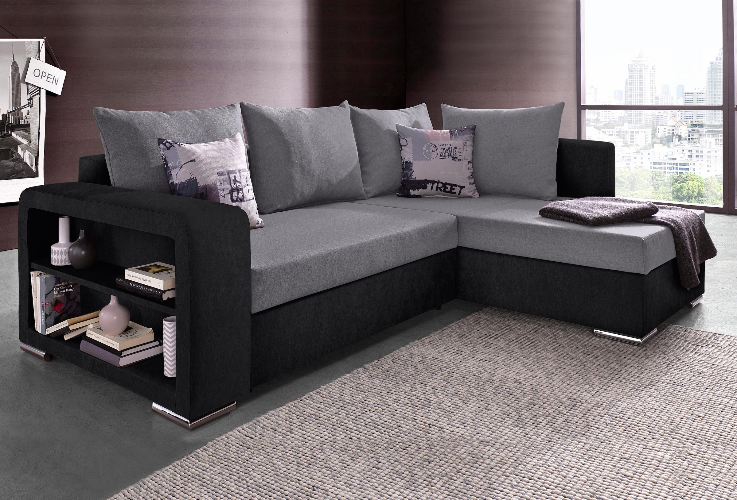 COLLECTION AB Ecksofa »John«, mit Bettfunktion, Bettkasten und Regalarmteil  online kaufen