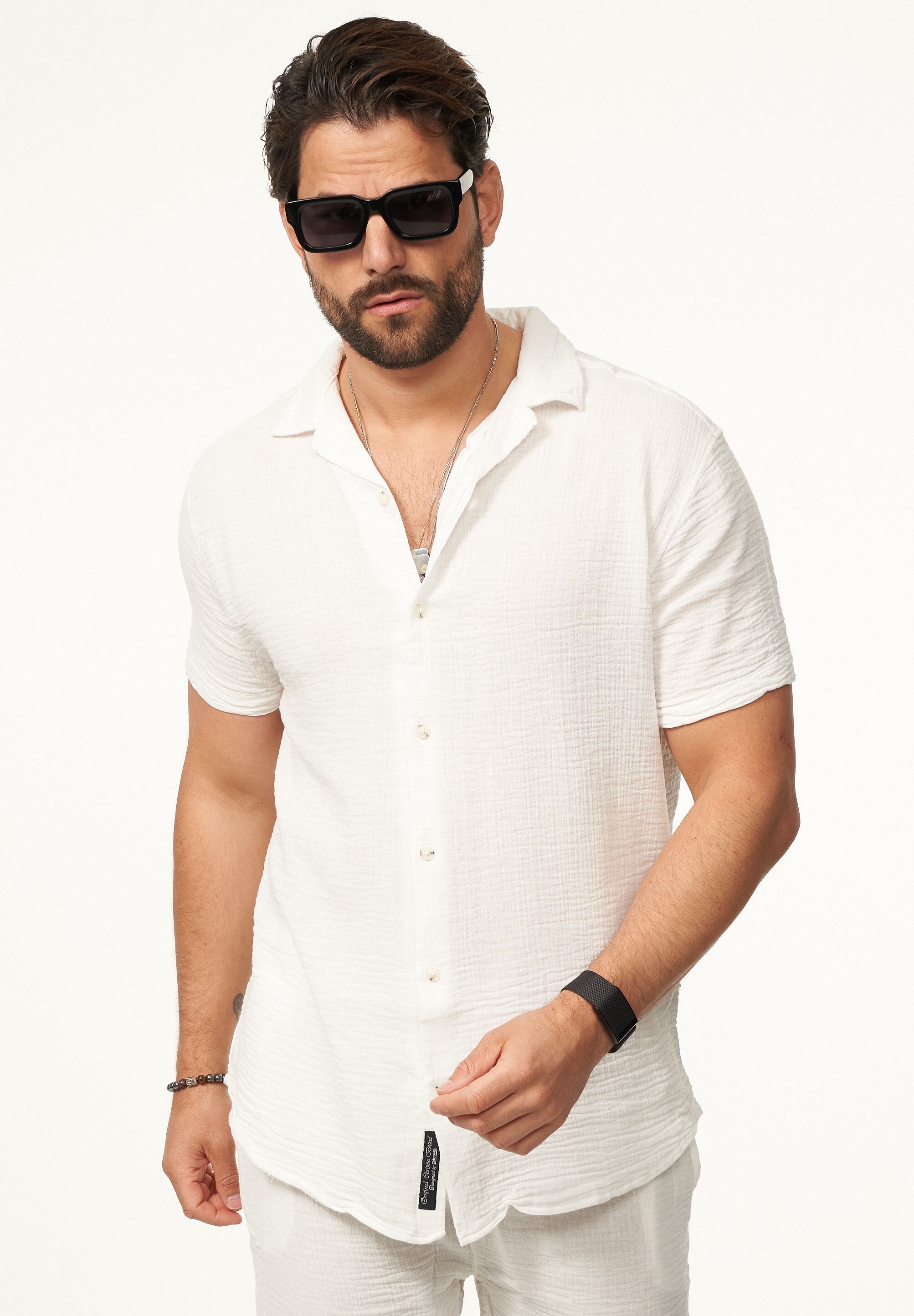 CARISMA Kurzarmhemd »im Vintage Summer-Look in Crinkle Optik« Herren luftig leichtes Kurzarm Feinstrick Polo-Hemd T-Shirt
