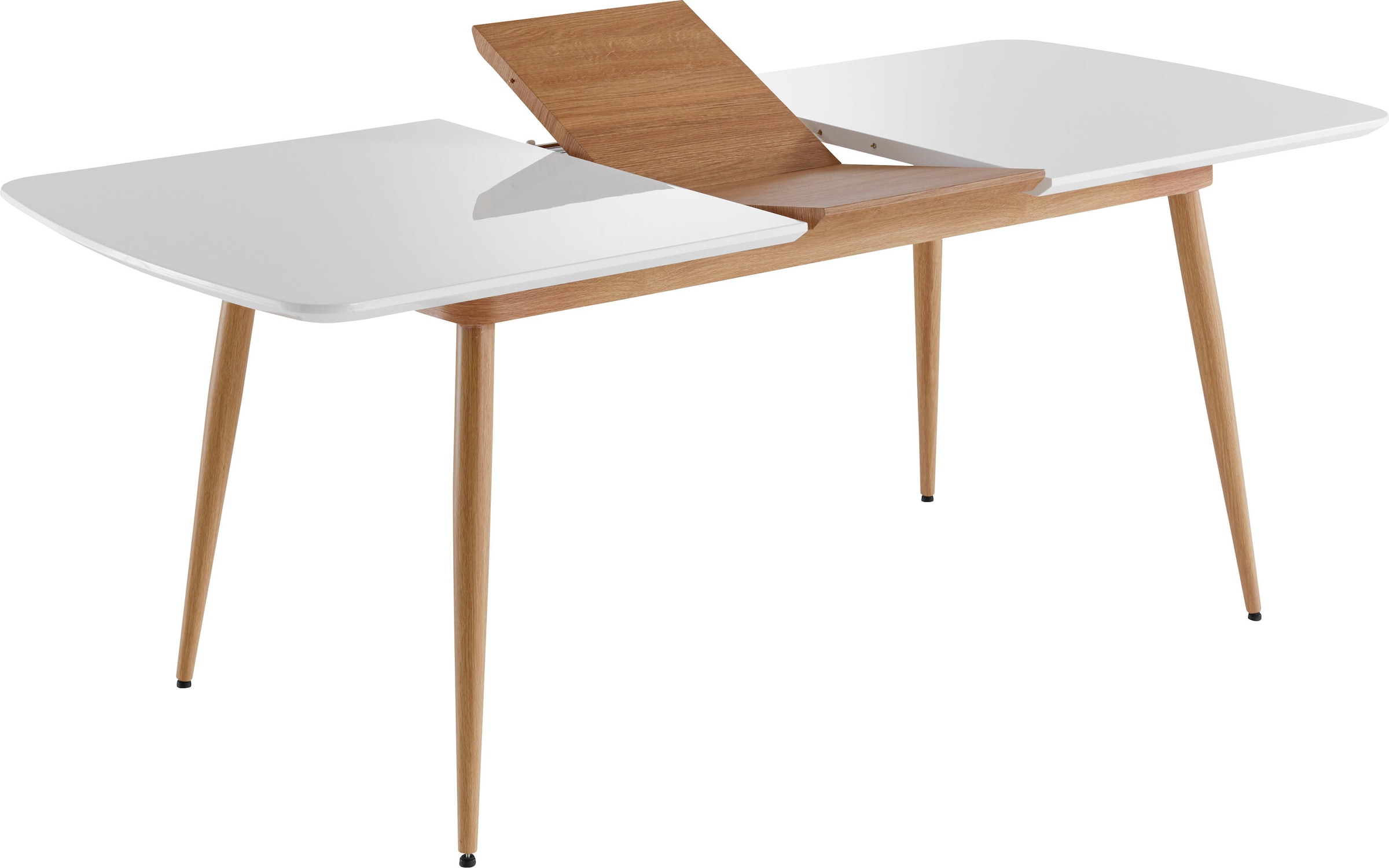 INTER-FURN Esstisch »Bozen«, (1 St.), ausziehbar 160 bis 200 cm, Tischplatte Weiß Lack, Metallgestell