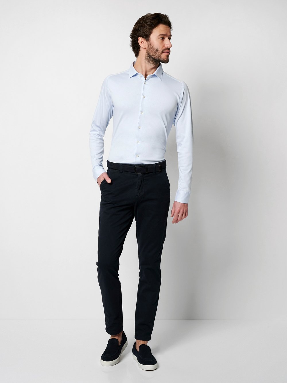 DESOTO Langarmhemd »Jerseyhemd Casual Kent langarm«, Flexibler Stretch