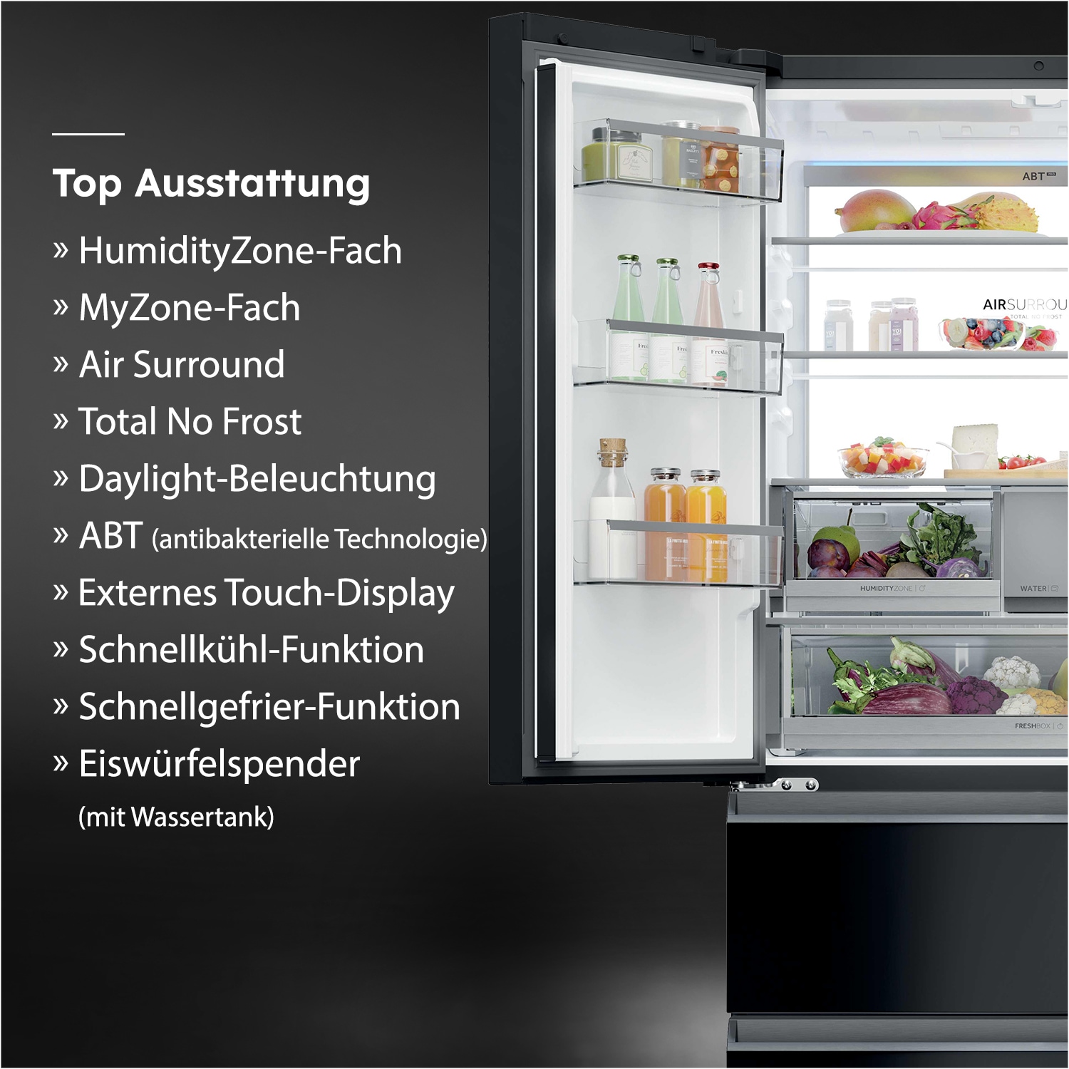 Haier Kühl-/Gefrierkombination »HFR79F19DFGB« 190 cm hoch 90,5 cm breit Integrierter Eiswürfelspender mit Wassertank