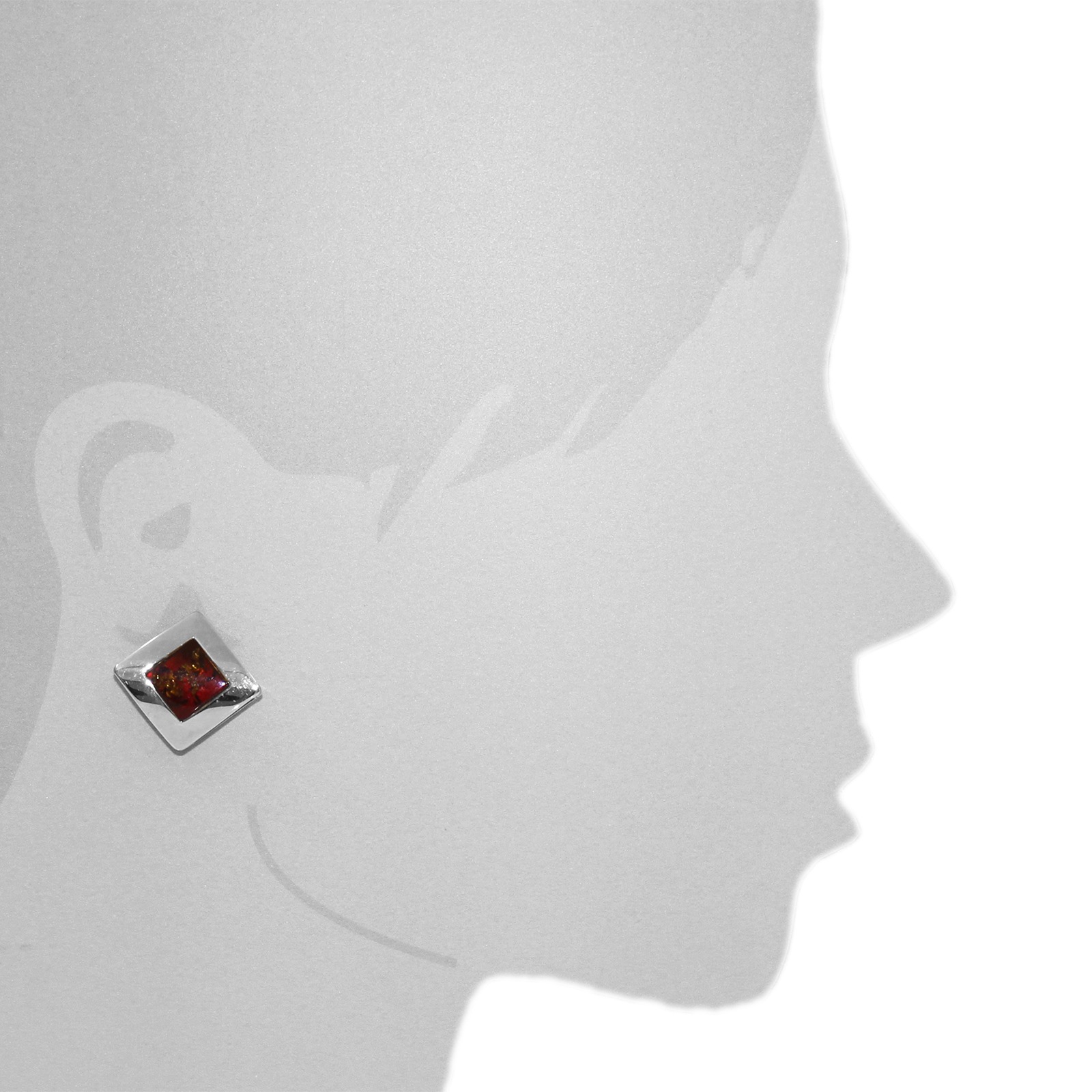 OSTSEE-SCHMUCK Paar Ohrclips »- Alvina 20 x 20 mm - Silber 925/000 - Bernstein«