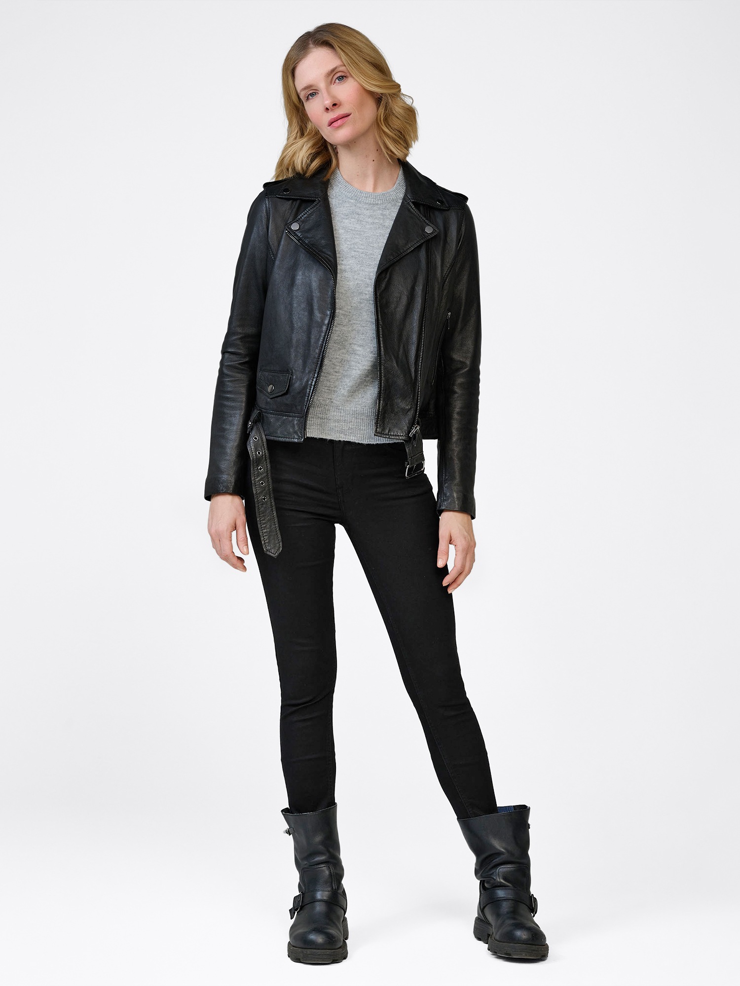 RICANO Bikerjacke »Lederjacke Maja« ohne Kapuze Handgefertigt aus echtem Leder