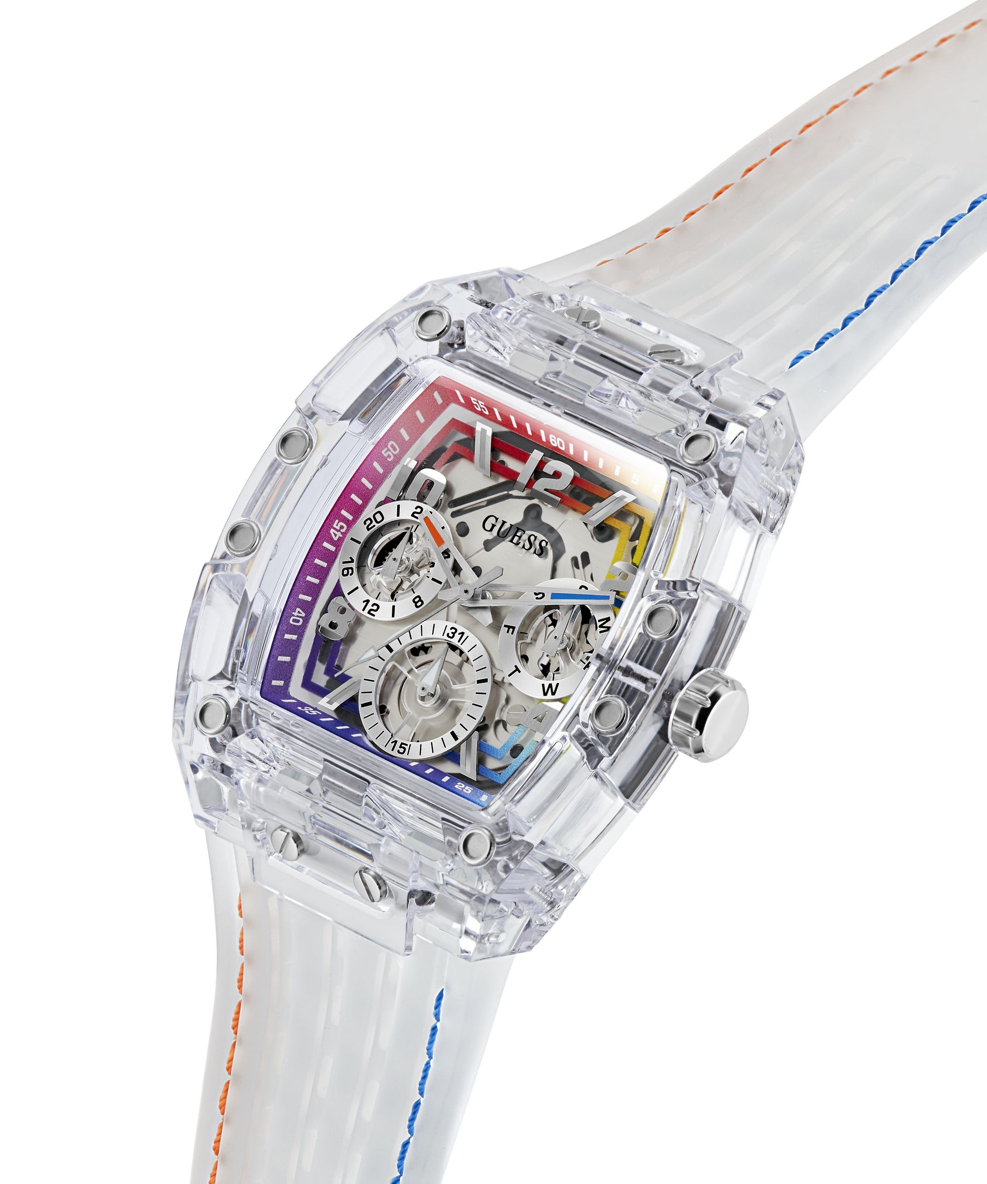 Guess Multifunktionsuhr »PHOENIX« Quarzuhr, Armbanduhr, Herrenuhr, Silikonarmband, analog, Wochentag