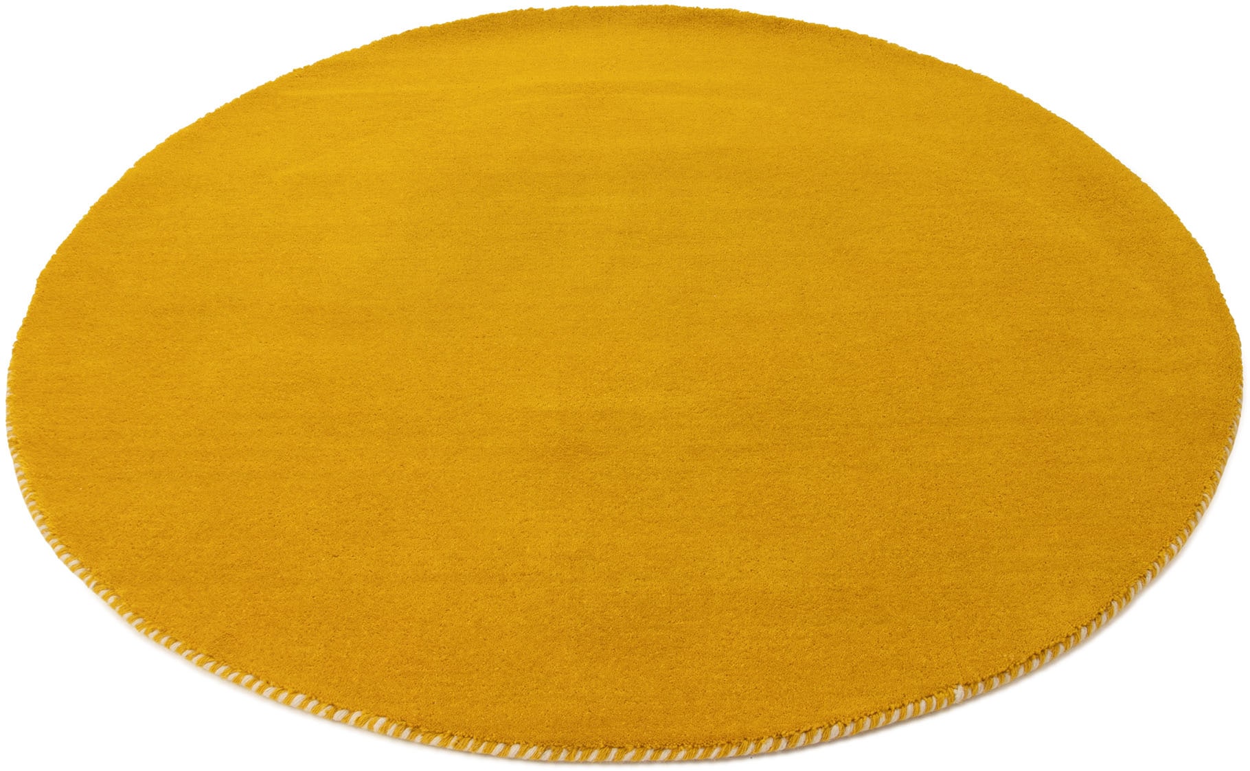carpetfine Wollteppich »Gabbeh Lola Uni«, rund, 14 mm Höhe, mit natürlichem Pflanzenmaterial von Hand gewebt, auch als Läufer