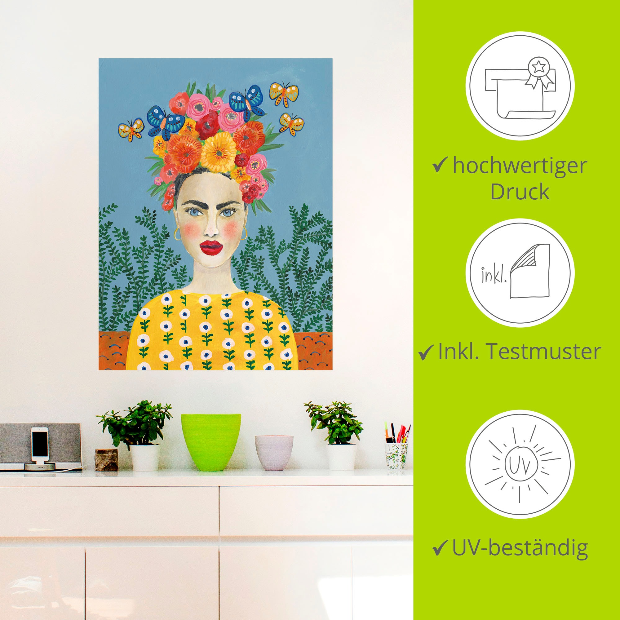 Artland Wandbild »Frida-Kopfschmuck I«, Bilder von Frauen, (1 St.), als Leinwandbild, Poster, Wandaufkleber in verschied. Größen