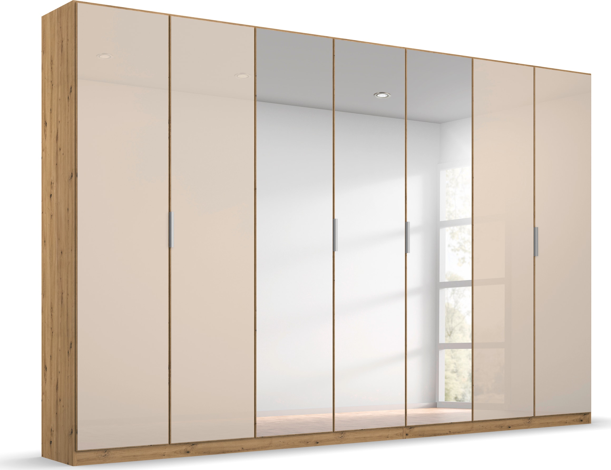 rauch Drehtürenschrank »Koluna«, Glasfront mit Spiegel, inkl. 2 Innenschubladen sowie extra Böden