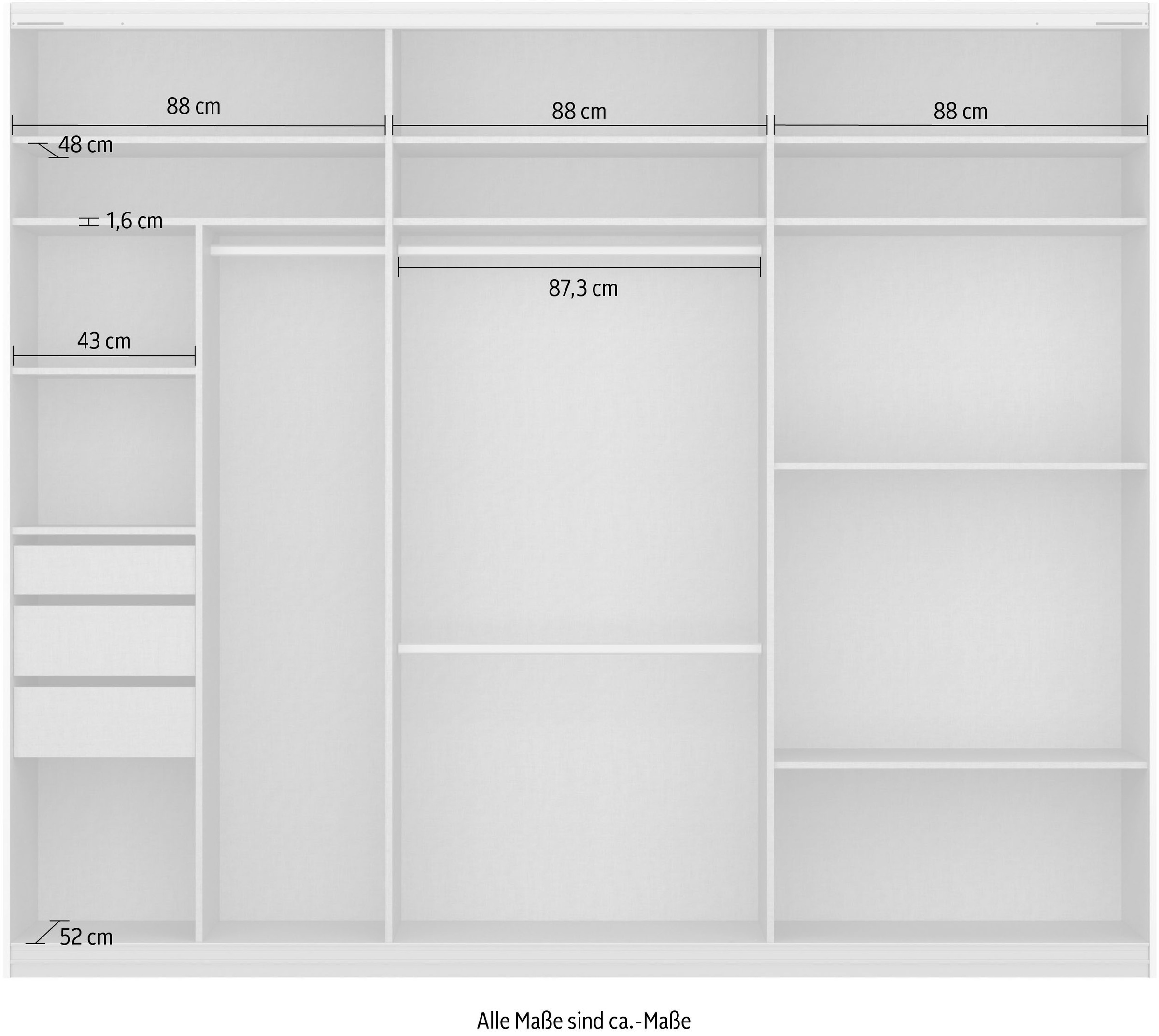 rauch Schwebetürenschrank »Kleiderschrank Schrank Garderobe Ankleide TOPSELLER OTELI« 3 Ausstattungen BASIC/CLASSIC/PREMIUM (inkl. SOFT-CLOSE-FUNKTION),  Breiten 203/271/315/360 cm Höhen 210/229 cm MADE IN GERMANY