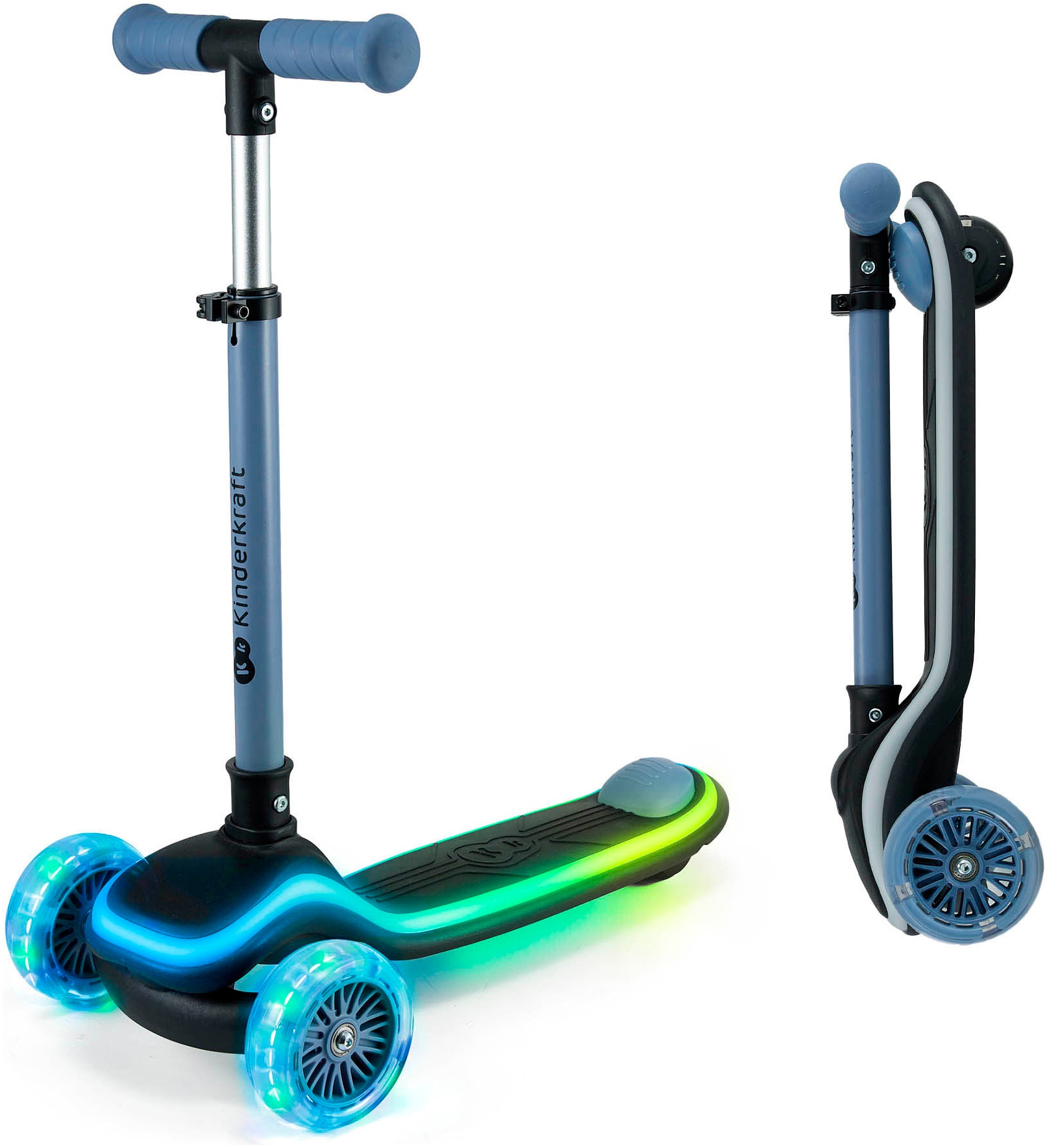 Kinderkraft Tretroller »RAKET« für Kinder; mit Bremse und leuchtenden Vorderrädern