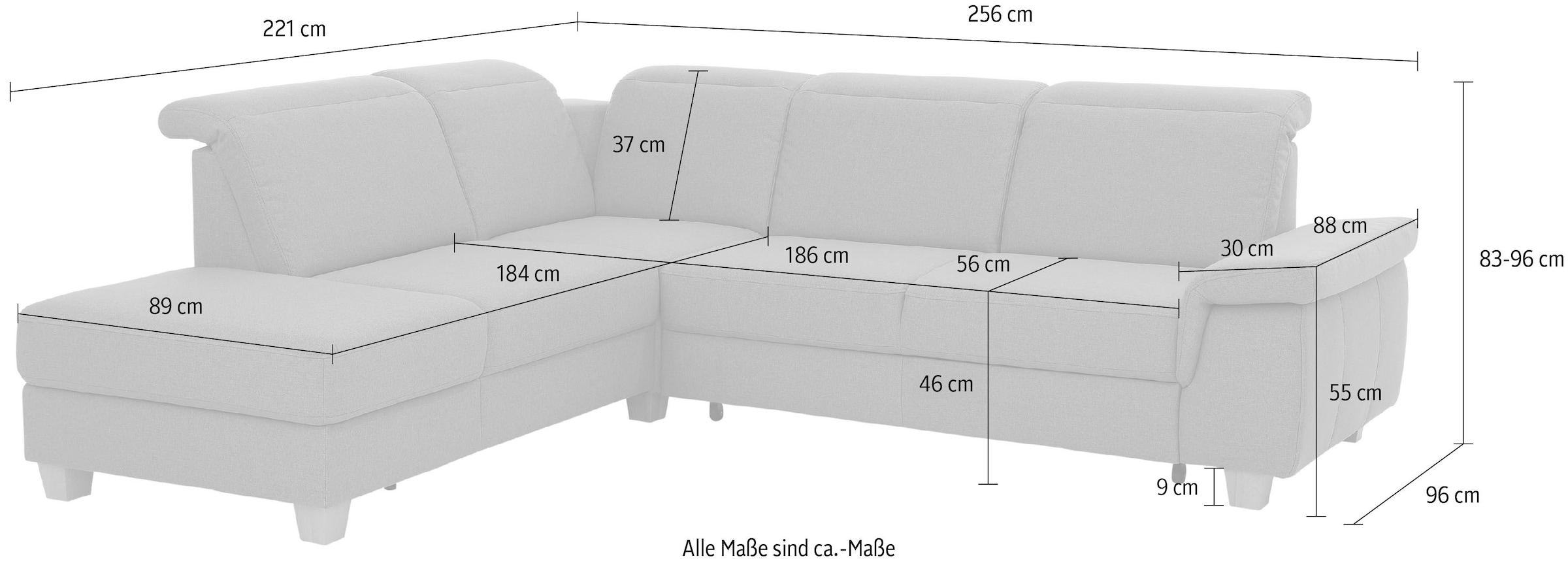 Home affaire Ecksofa »Dalia L-Form« mit Federkernpolsterung, wahlweise mit Bettfunktion, Bettkasten