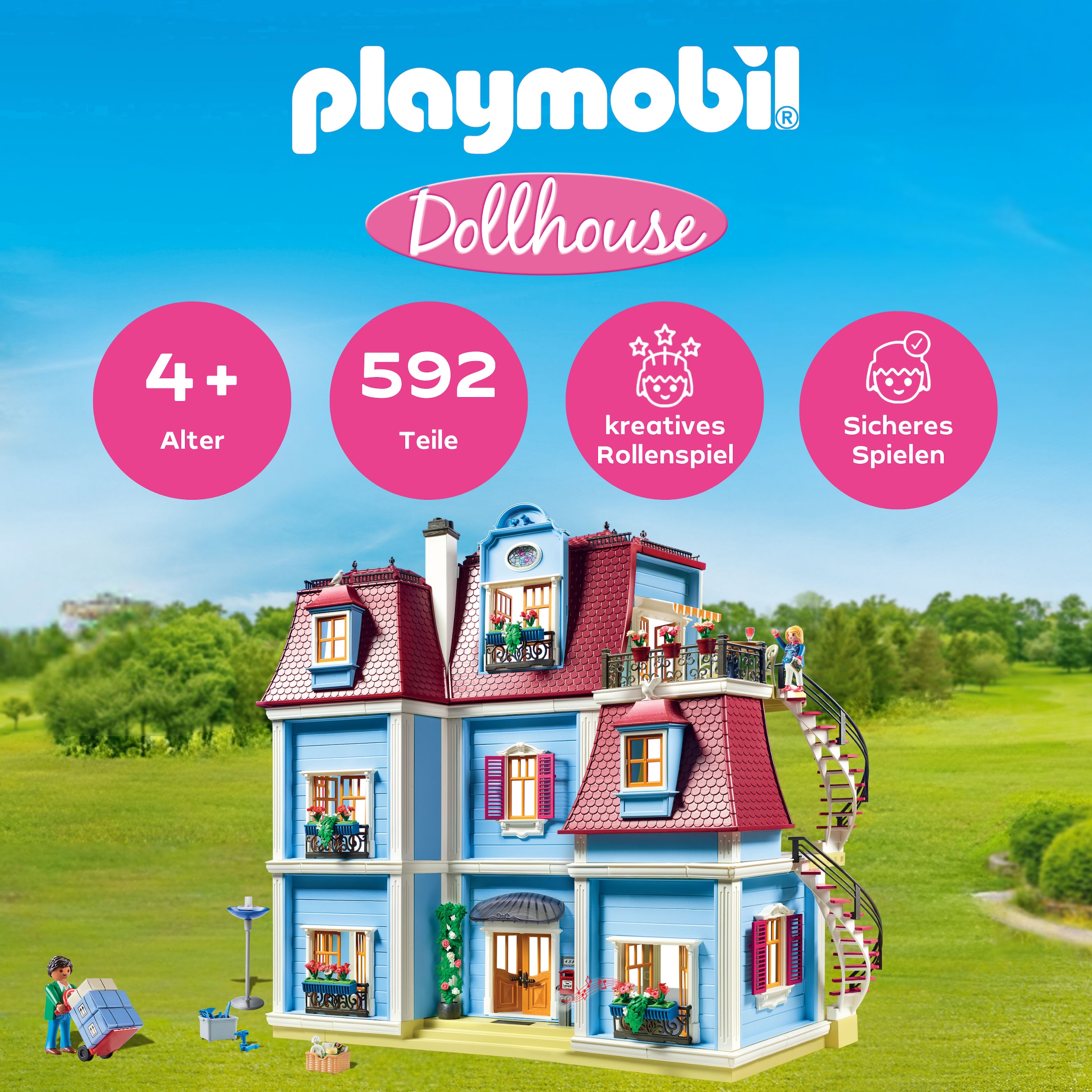 Playmobil® Konstruktions-Spielset »Mein Großes Puppenhaus (70205), Dollhouse«, (592 St.), Made in Germany
