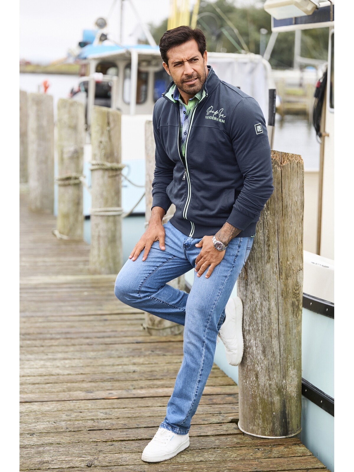 Jan Vanderstorm Sweatjacke »Sweatjacke JAVALD«, mit seitlichen Leistentaschen