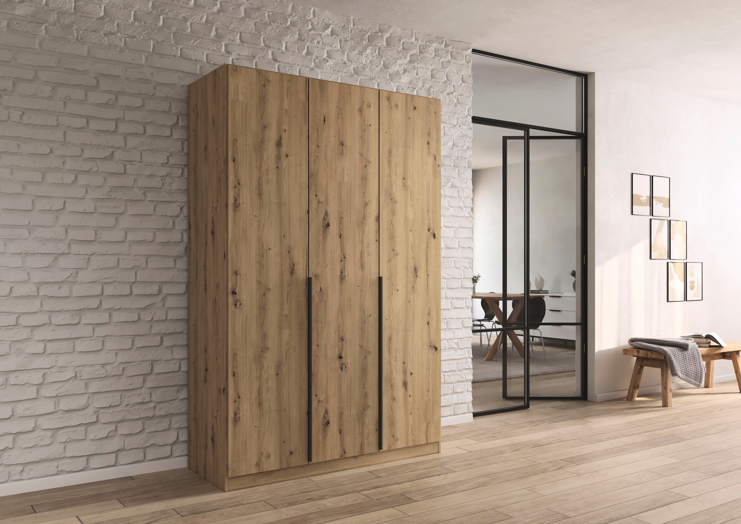rauch Drehtürenschrank »Kleiderschrank Schrank Garderobe AGORDO TOPSELLER Schlafzimmer«, (in zwei Griff-Farben mit Dekor- oder Hochglanzfront), durchdachte Innenausstattung, in 6 Breiten und 2 Höhen MADE IN GERMANY