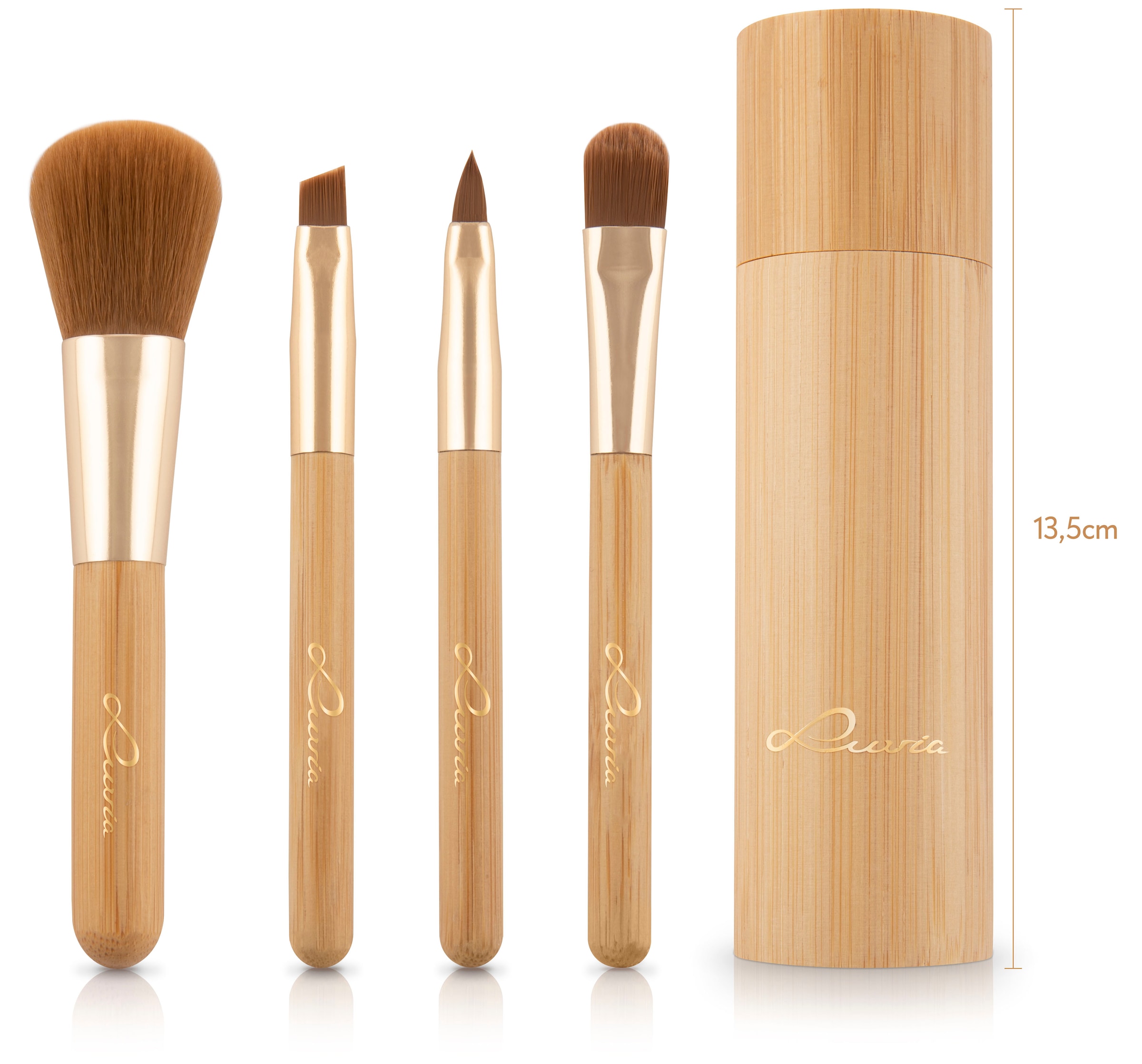 Luvia Cosmetics Kosmetikpinsel-Set »Travel Bamboo Tube«, (4 tlg.)