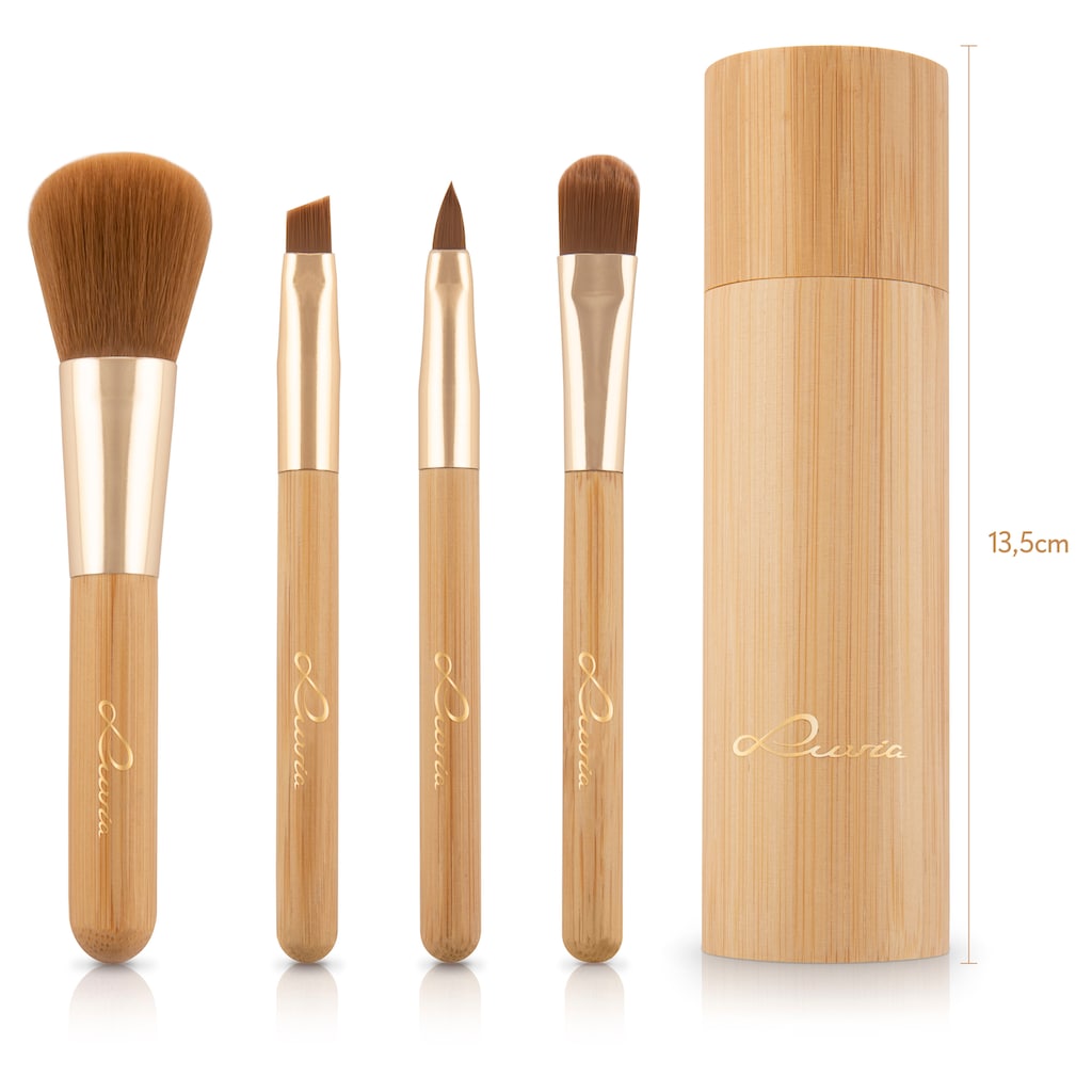 Luvia Cosmetics Kosmetikpinsel-Set »Travel Bamboo Tube«, (4 tlg.)