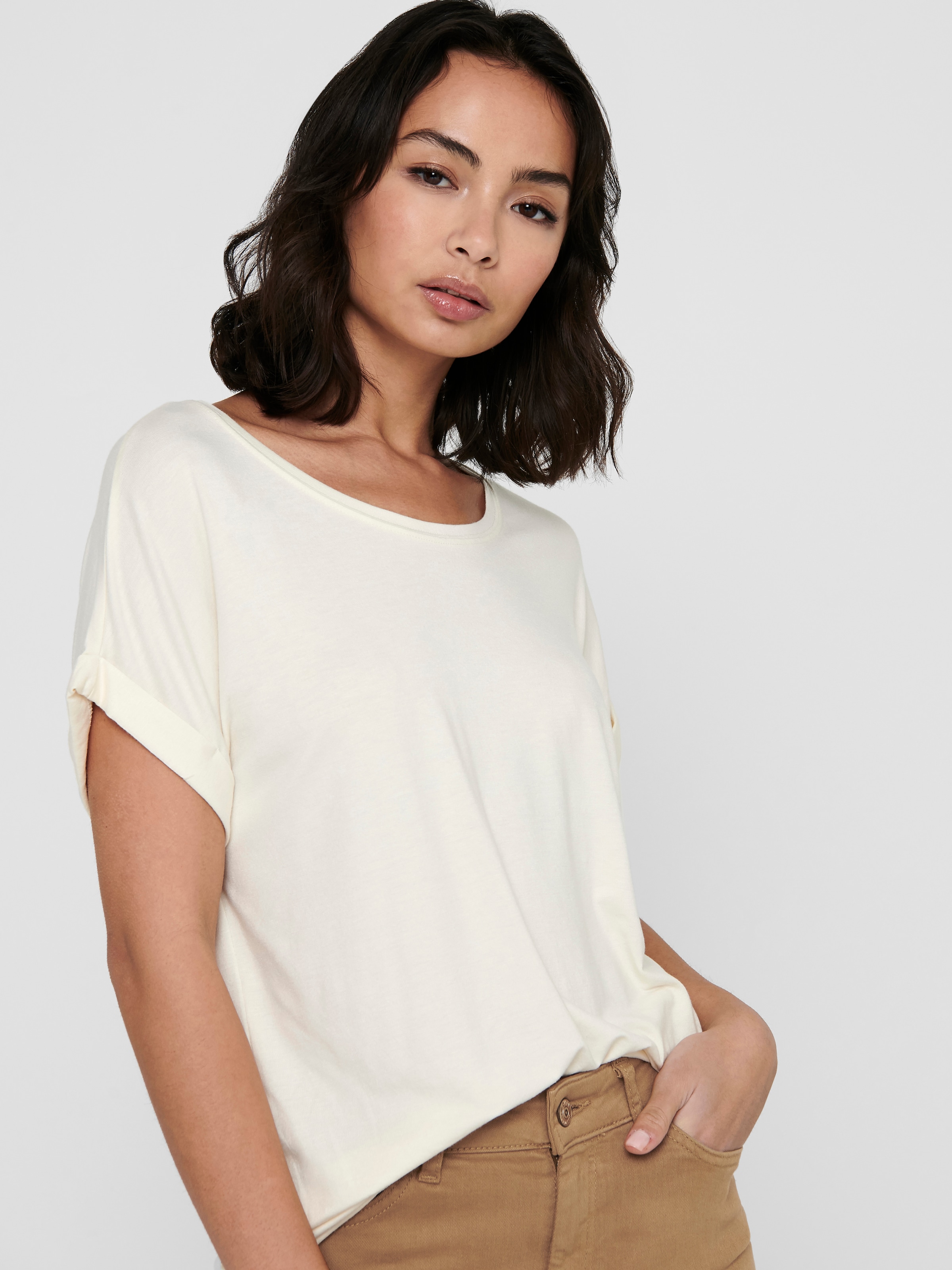 ONLY T-Shirt »ONLMOSTER – Kurzarmshirt mit Aufschlag und klassischem Look« Viskosemischung, regular fit