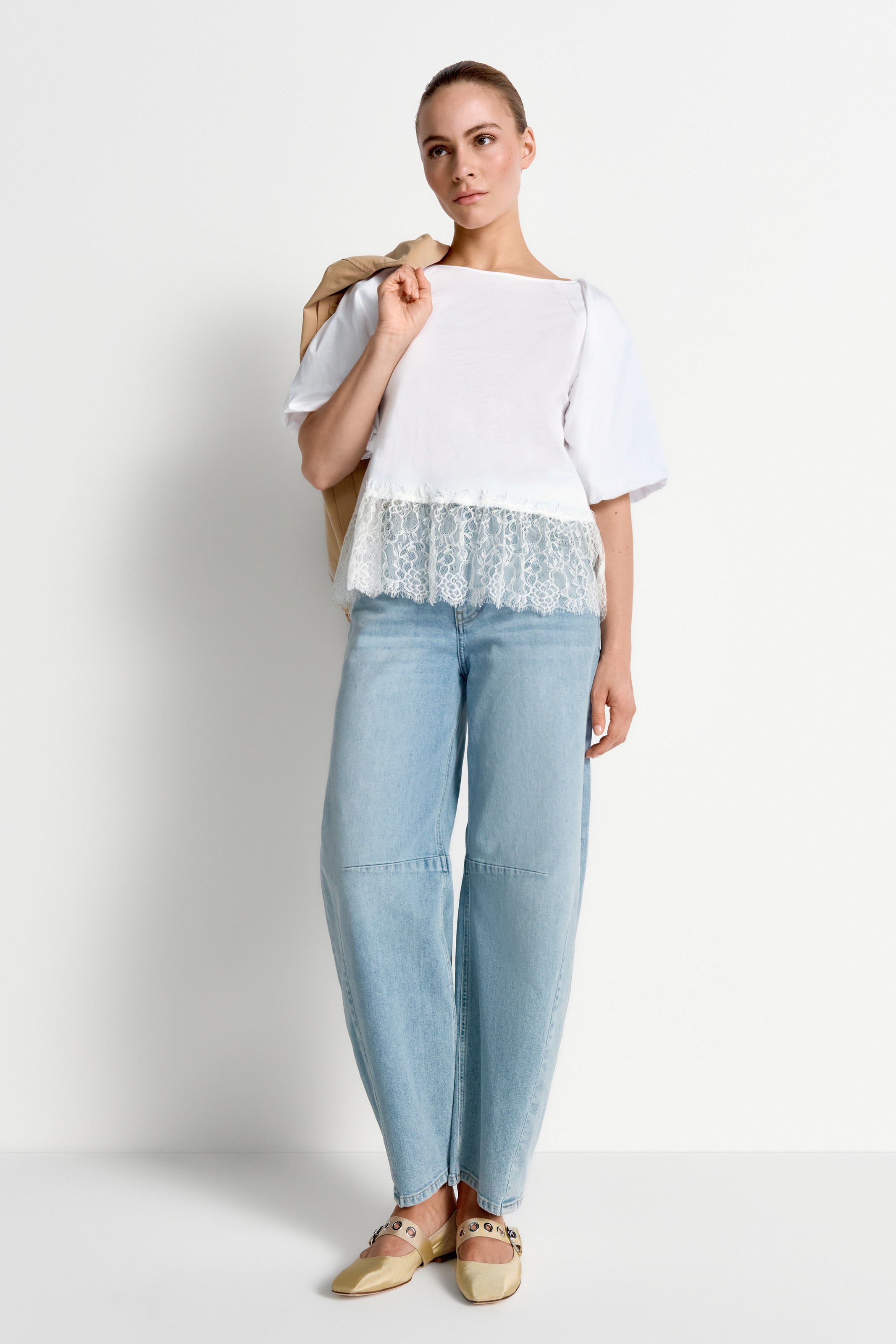 RICHROYAL T-Shirt mit Spitzensaum