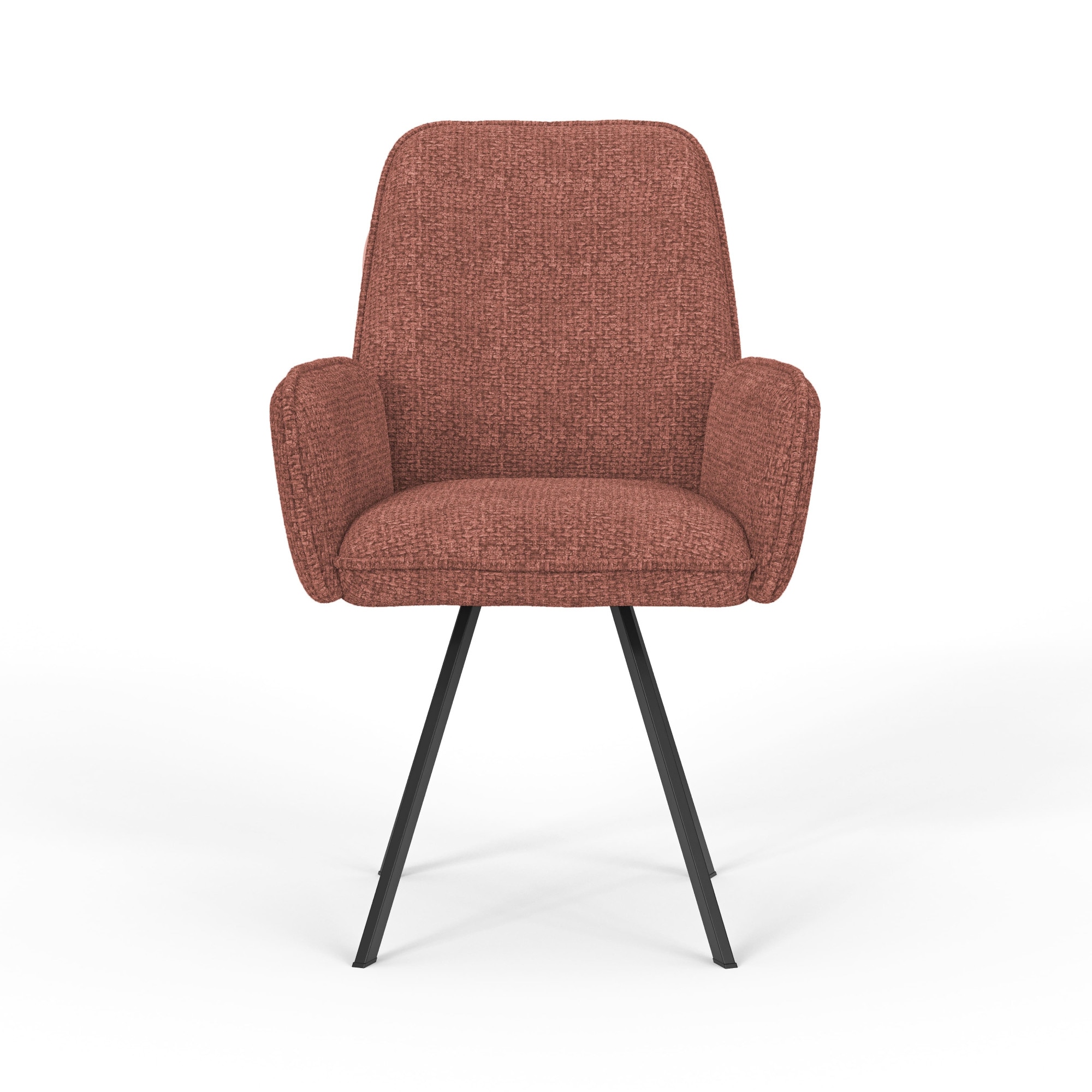 OTTO home Armlehnstuhl »Mily Esszimmerstuhl, Polstersessel, Wohnstuhl, Essstuhl mit Armlehnen« (Set) 2 Stk.mit schwarz pulverbeschichteten Metallbeinen, gepolstert, modern