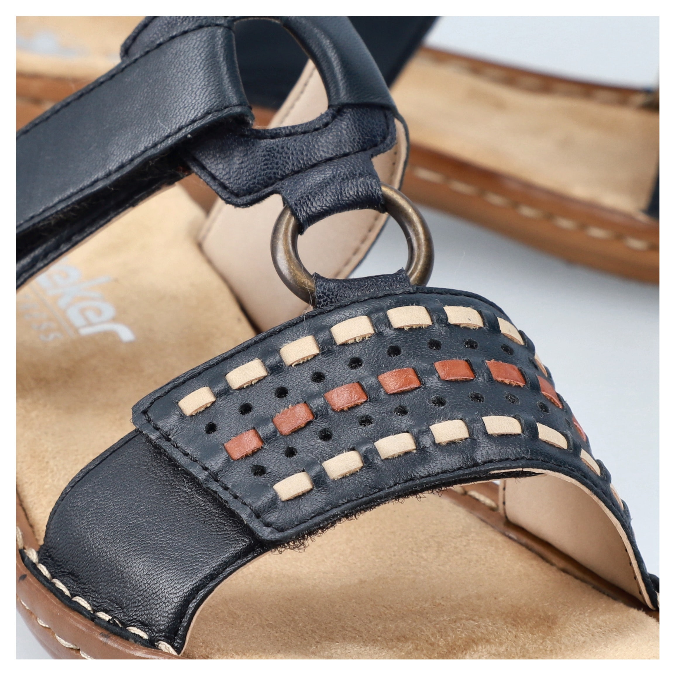 Rieker Pantolette, Keilabsatz, Sommerschuh, Schlappen mit praktischem Klettverschluss