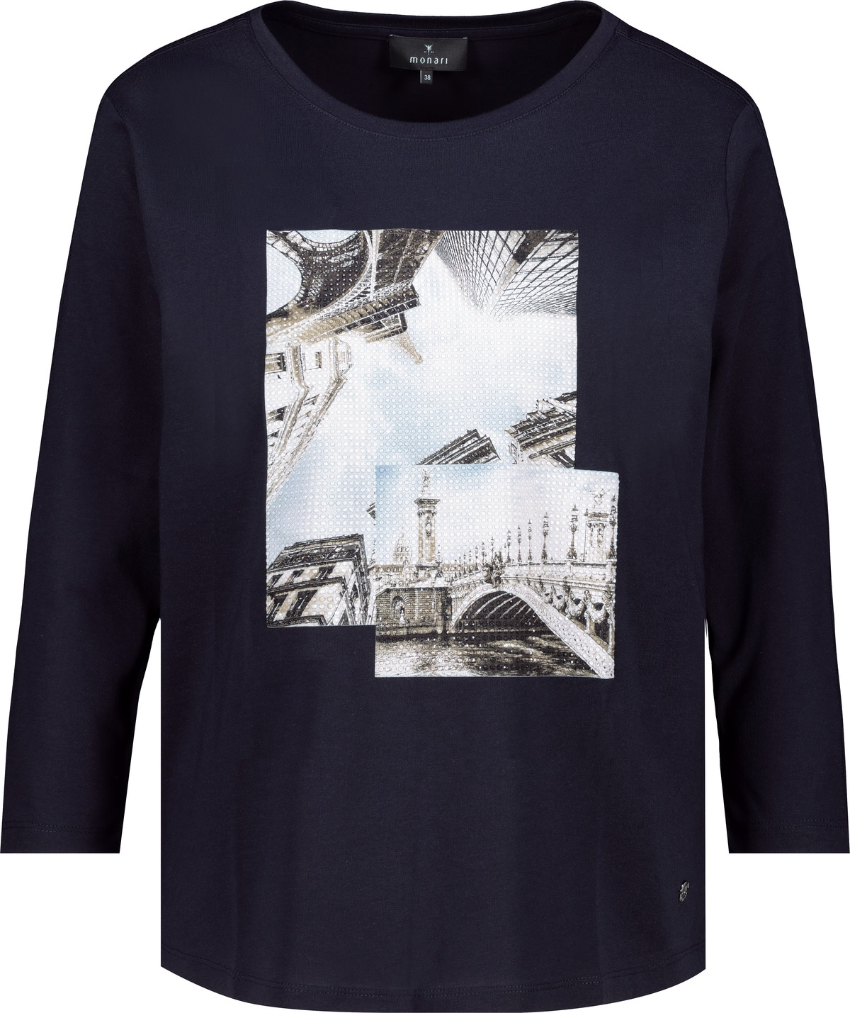 Monari 3/4-Arm-Shirt »Shirt Druck + Schmuck« Regular fit mit Rundhalsausschnitt