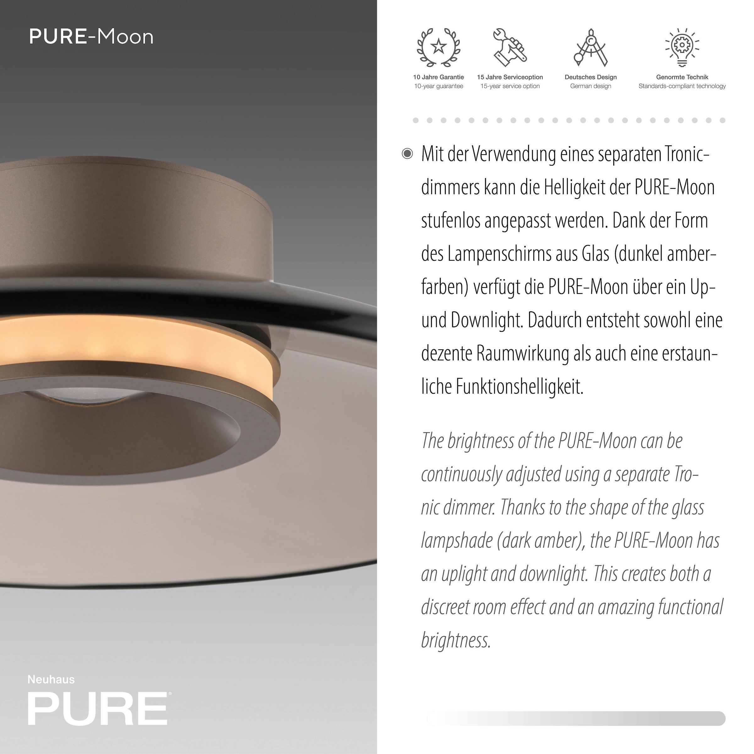 Neuhaus PURE LED Deckenleuchte »PURE Moon« LED-Board 1 Stk. Warmweiß Dimmfähig über separaten Dimmer