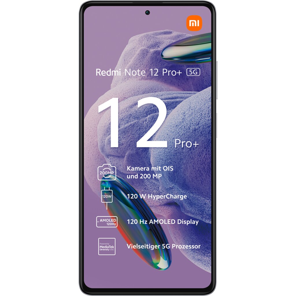 Xiaomi Smartphone »Redmi Note 12 Pro+ 5G 8GB+256GB«, Weiß, 16,94 cm/6,67 Zoll, 256 GB Speicherplatz, 200 MP Kamera