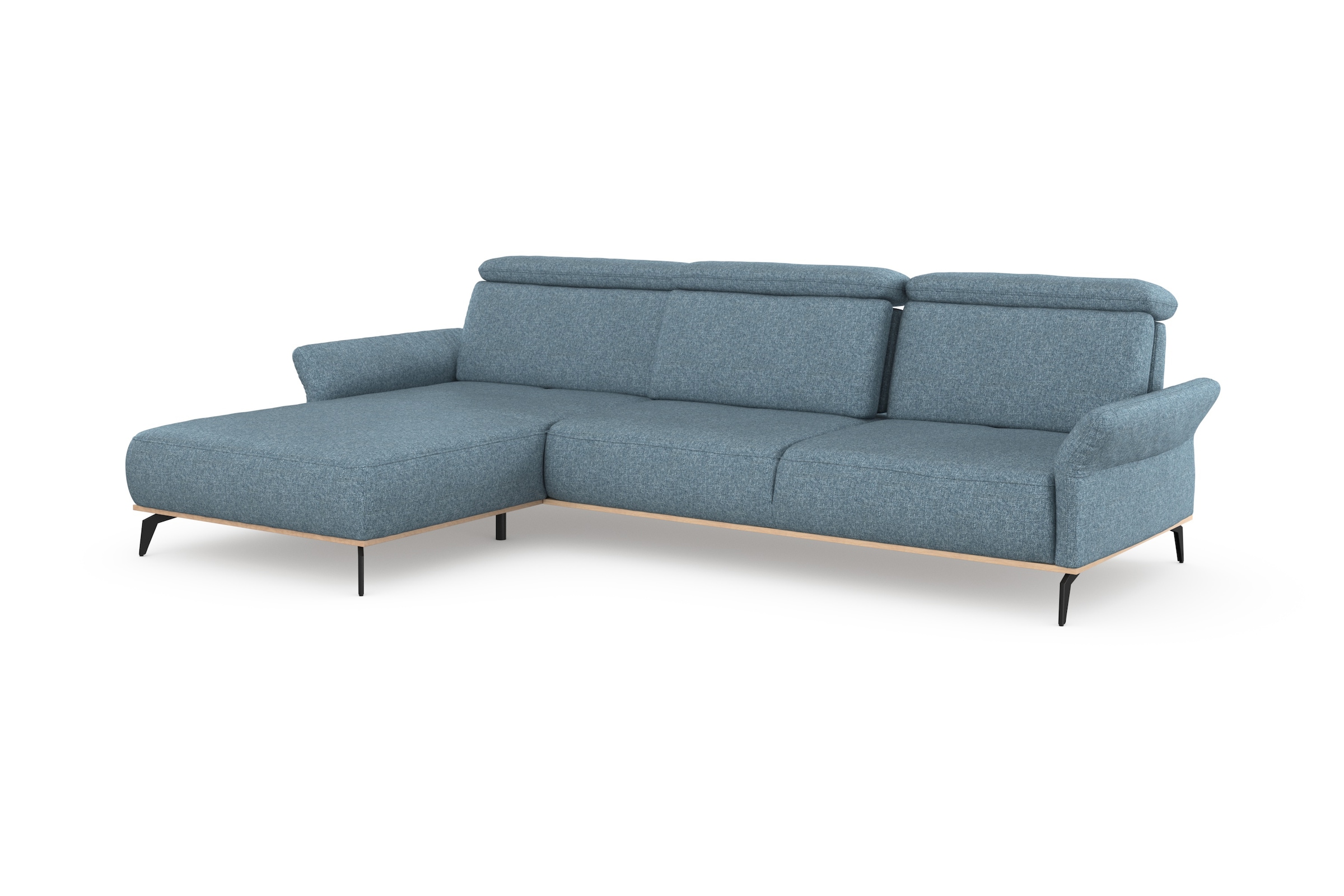 Places of Style Ecksofa »Fjord L-Form«, massiv, wahlweise mit Armlehnfunktion, Kopf- Sitztiefenverstellung