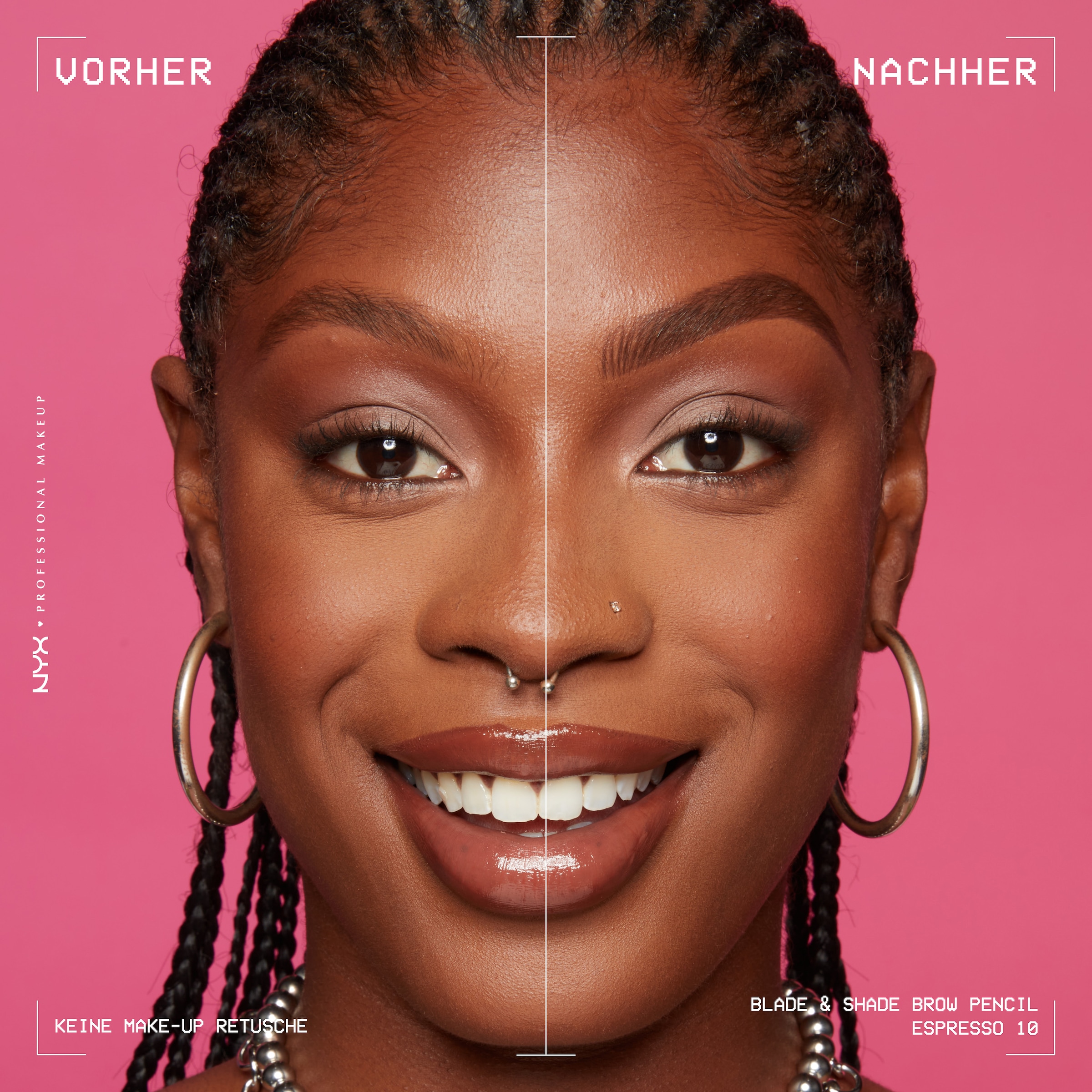 NYX Augenbrauenpflege »NYX Professional Makeup Blade & Shade Augenbrauenstift« Mit Nano Blade, zweiseitige Spitze, integrierte Bürste, wischfest.