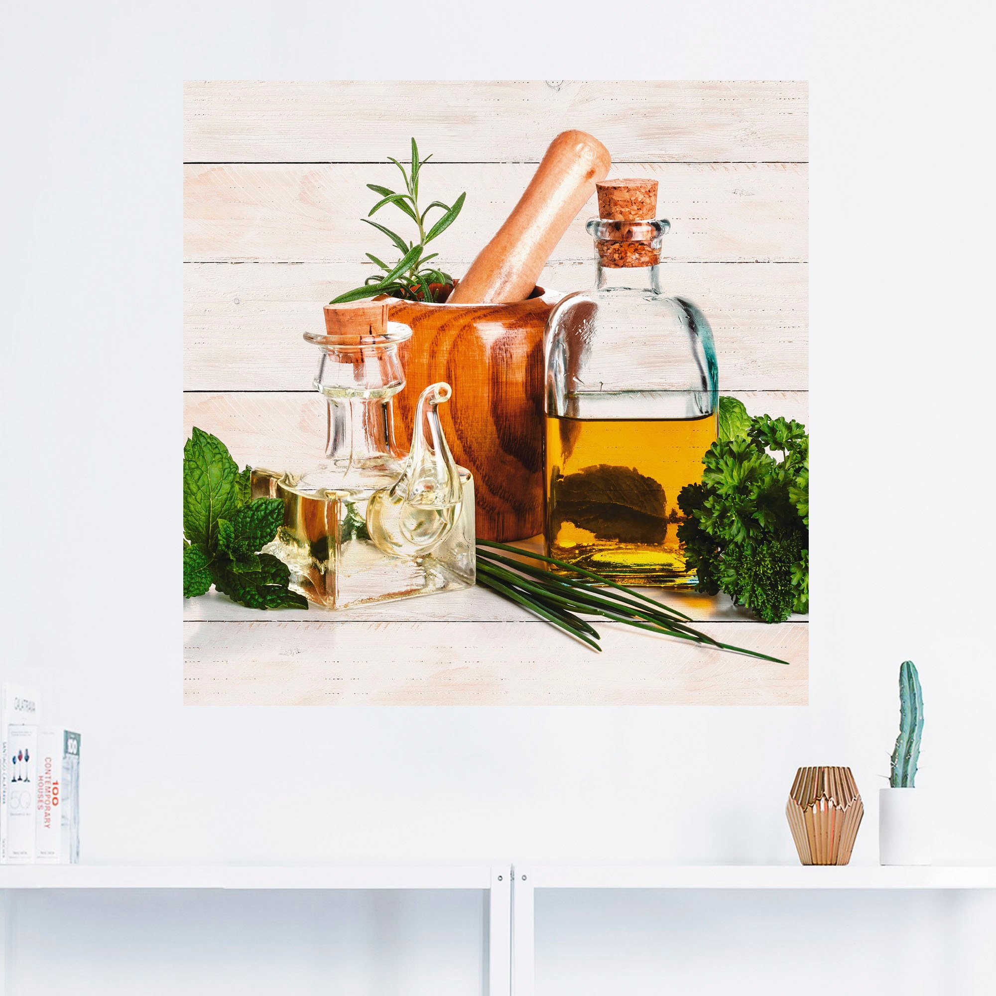 Artland Wandbild »Olivenöl und Kräuter - Küche«, Arrangements, (1 St.), als Alubild, Outdoorbild, Leinwandbild, Poster, Wandaufkleber