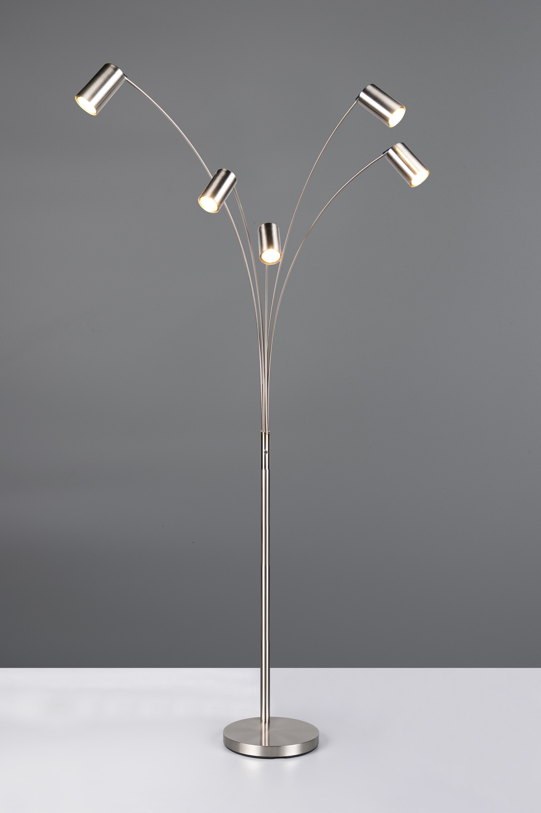 TRIO Leuchten Stehlampe »MARLEY, 5-flammige Bogenleuchte, exkl 5x GU10 max 10W, Kippschalter« GU10 1 Stk. warmweiß - kaltweiß Höhe 200 cm, Leuchtenarme flexibel verstellbar Leseleuchte Stehleuchte
