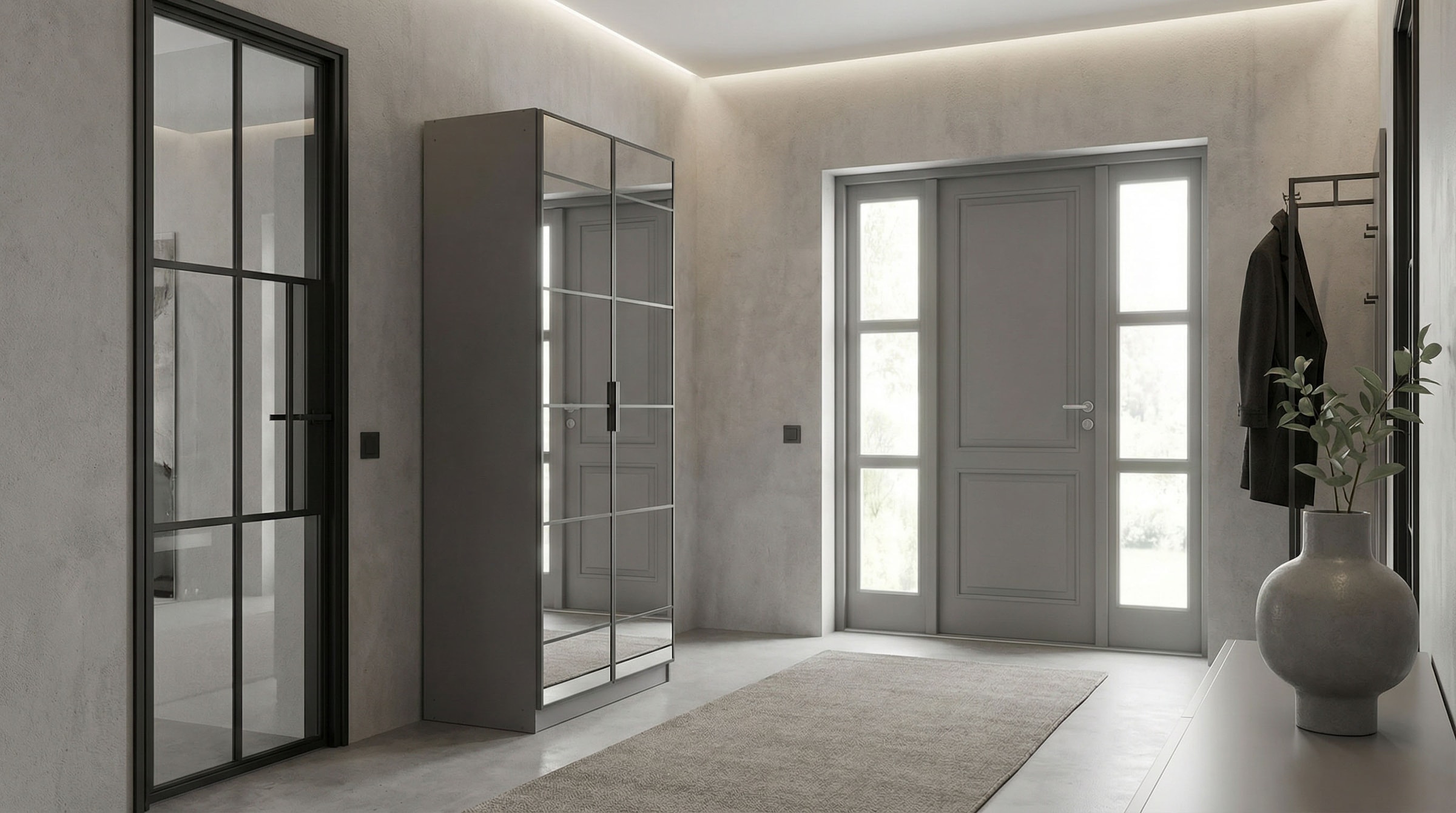 rauch Drehtürenschrank »Kleiderschrank Schrank Garderobe Schlafzimmerschrank ACERO« praktisch in Tiefe 41 cm mit vielen Einlegeböden,  Spiegelfront in moderner Loft-Optik MADE IN GERMANY