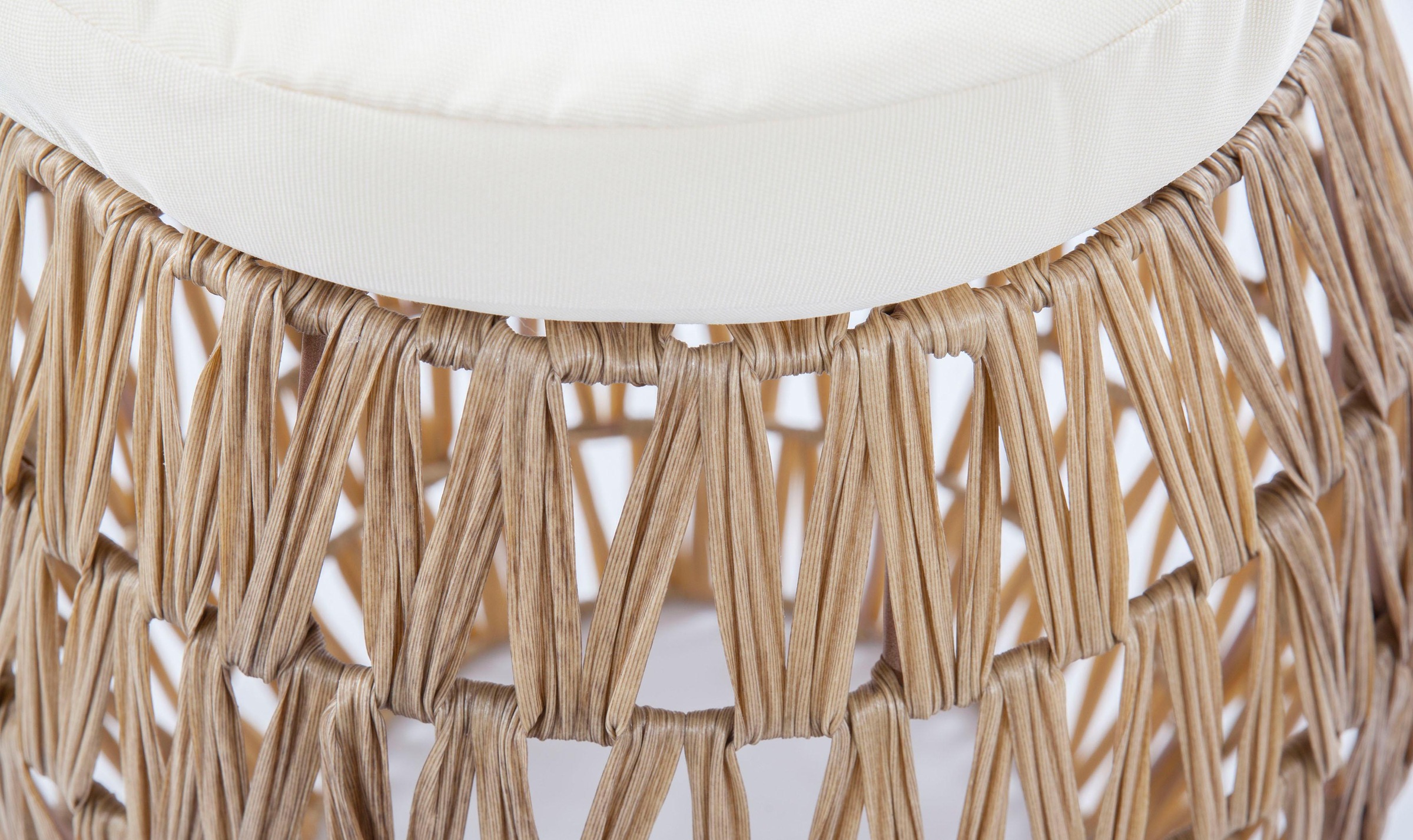 Kayoom Rattanstuhl »Stuhl / Hocker Alba Hellbraun, 2er-Set Rattan-Hocker, Bast-Optik«, 1 St., Unikat, in Handarbeit gefertigt, Sitzfläche mit dickem Kissen
