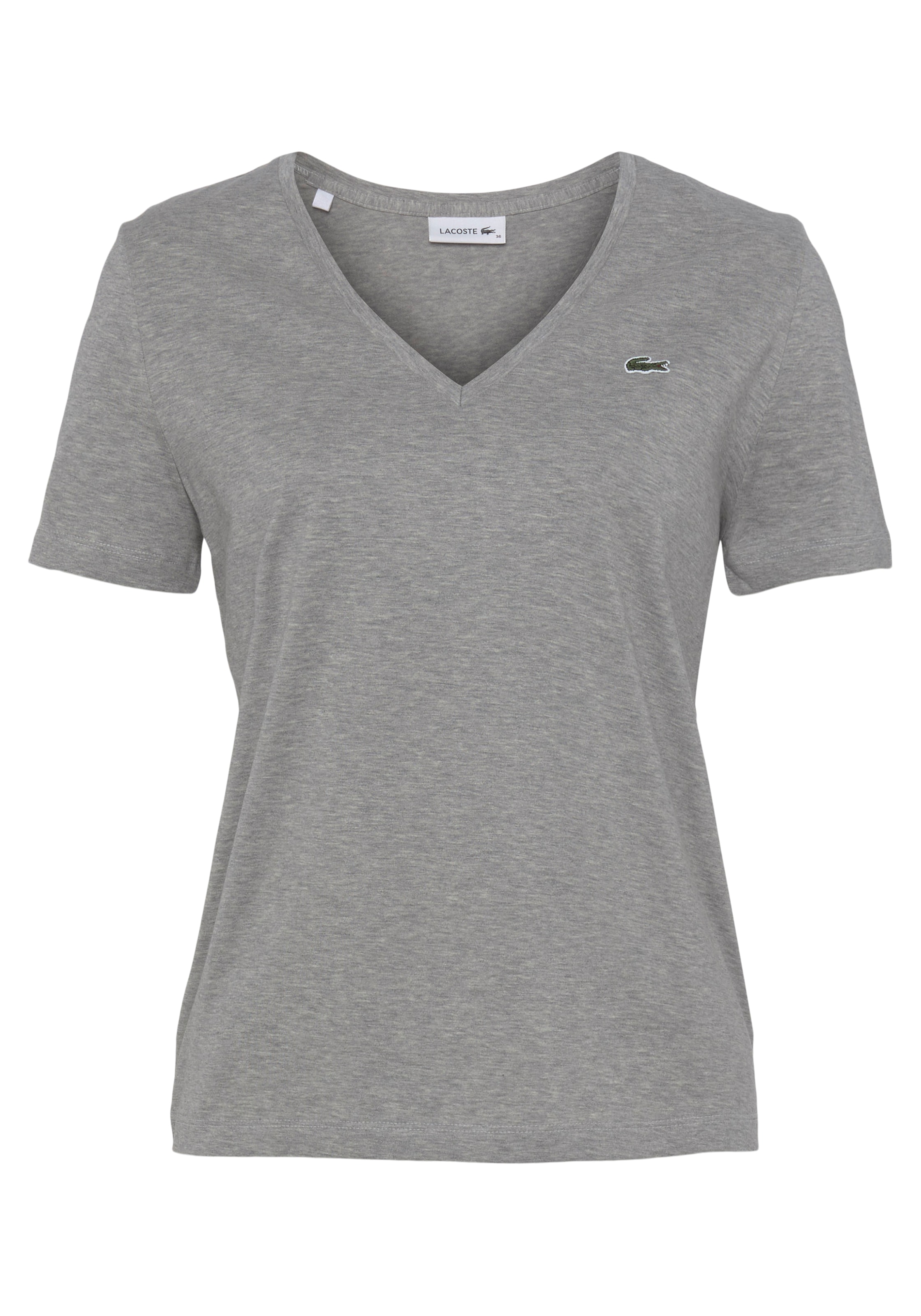 Lacoste T-Shirt »Lacoste Damen-T-Shirt mit V-Ausschnitt«, (1 tlg.), mit Logo-Patch auf der Brust im Online Shop