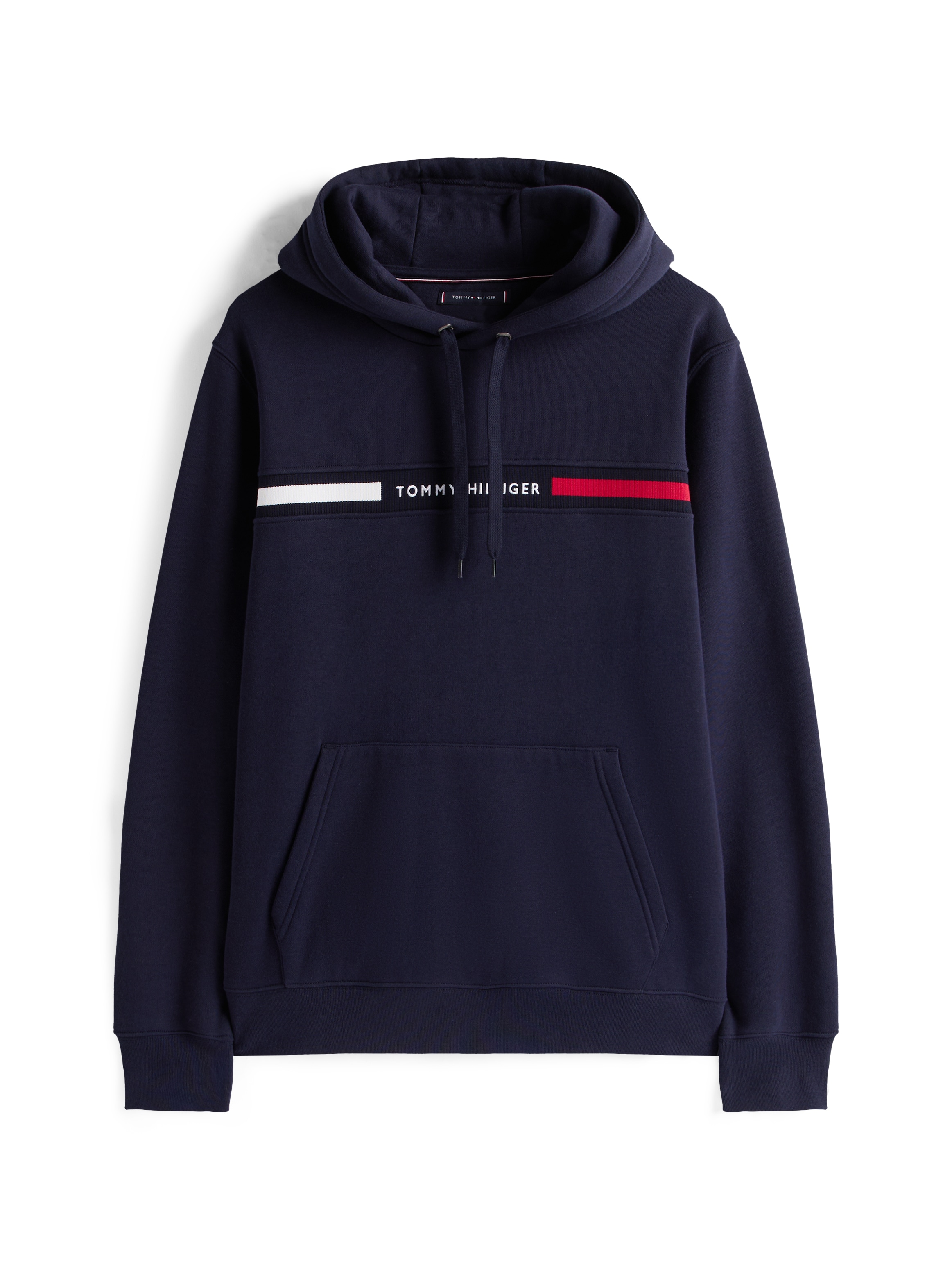 Tommy Hilfiger Kapuzensweatshirt »HILFIGER CHEST INSERT HOODY mit Kapuze und Logoschriftzug«, unifarben, casual, regular fit, Baumwollmix, Kapuze