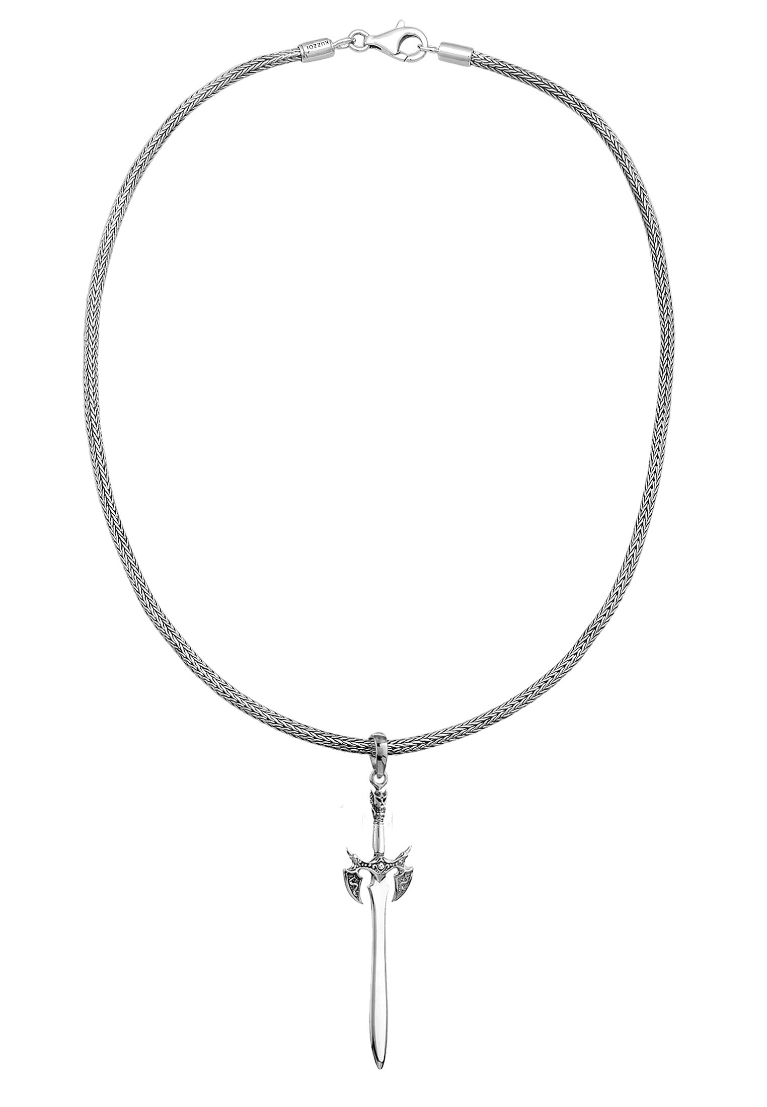 Kuzzoi Kette mit Anhänger »Halskette Herren Schlangenkette Schwert Massiv 925 Silber«