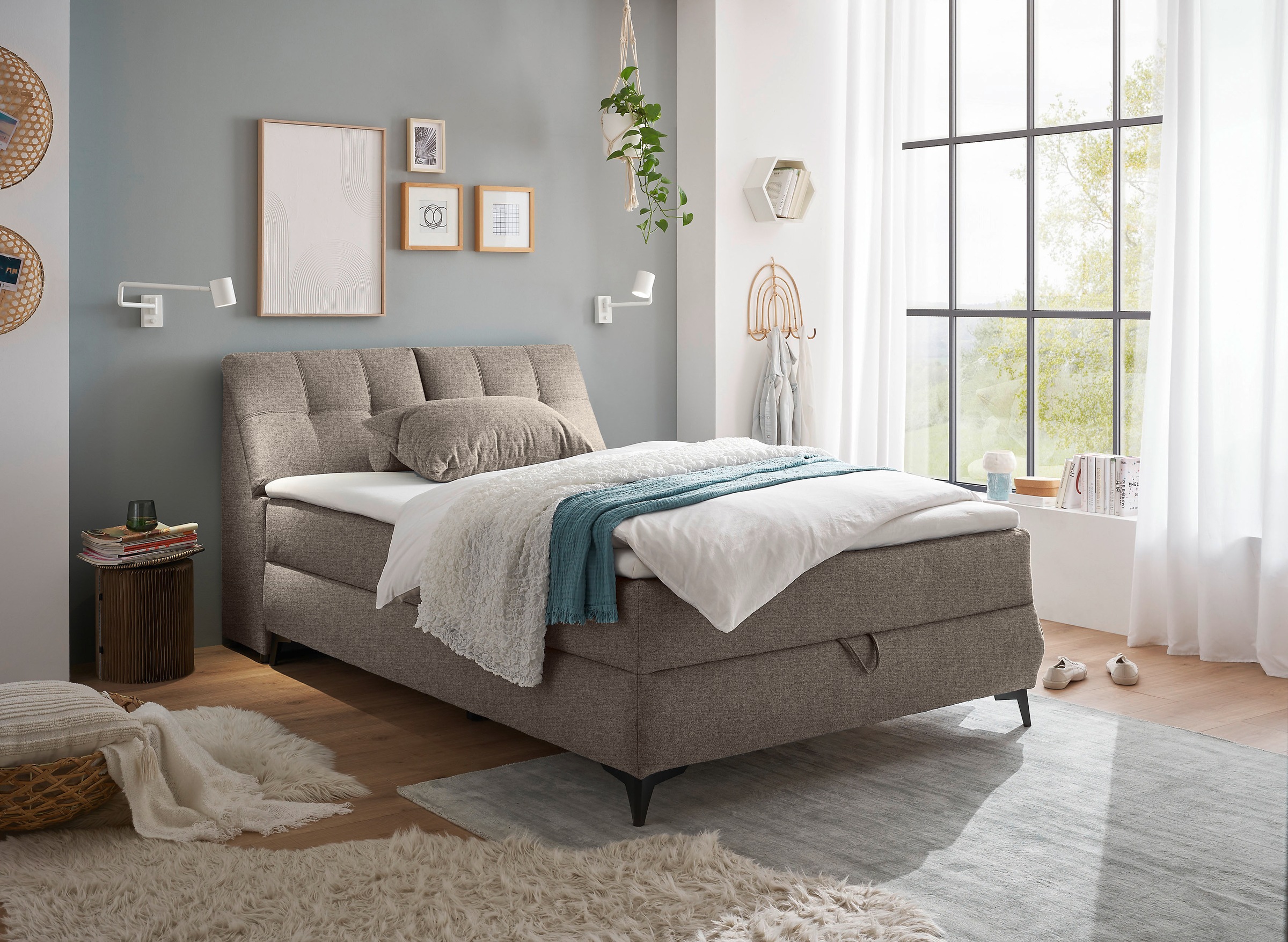ED EXCITING DESIGN Boxbett »Atlantis« mit Bettkasten und Stauraum im Kopfteil