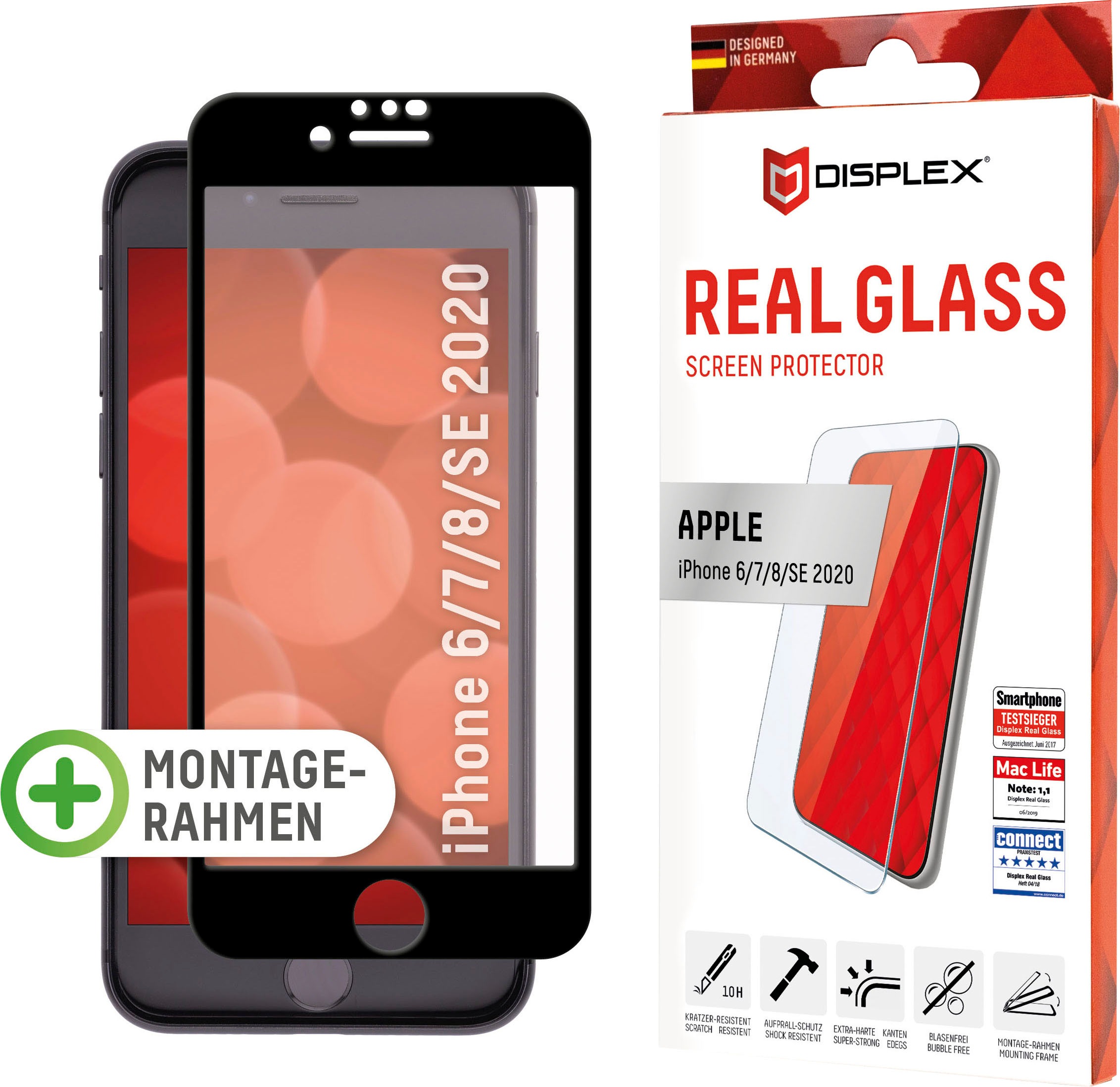 Displex Displayschutzglas »DISPLEX Real Glass Panzerglas für Apple iPhone 6/7/8/SE(2020) (4,7")«, für Apple iPhone 6-Apple iPhone 7-Apple iPhone 8-Apple iPhone SE 2020