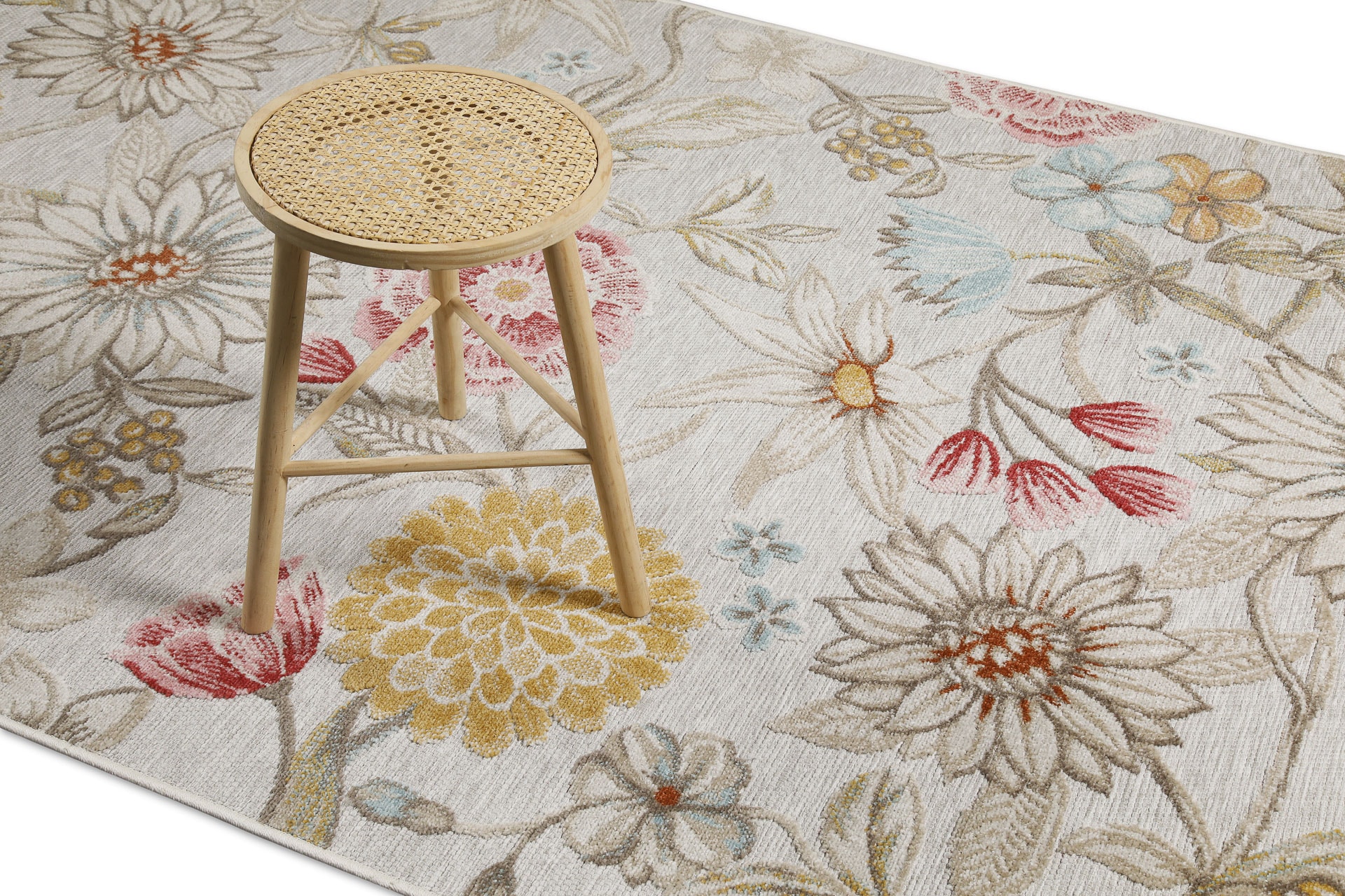 Wecon home Outdoorteppich »Abloom«, rund, 5 mm Höhe, für Innen & Außen, strapazierfähig, pflegeleicht, Hoch-Tief Effekt