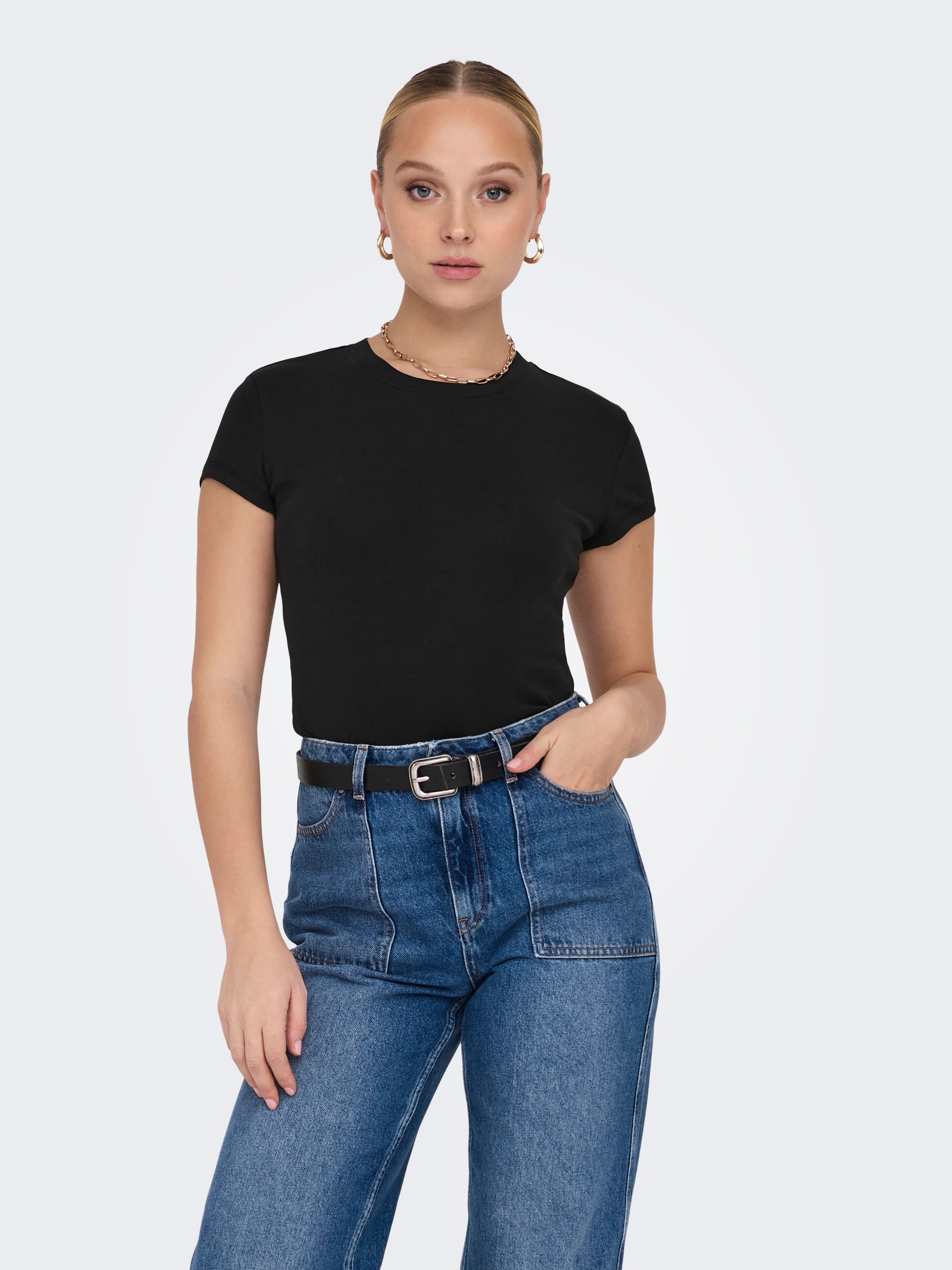 ONLY Kurzarmshirt »ONLELINA S/S O-NECK SHORT TOP JRS NOOS«