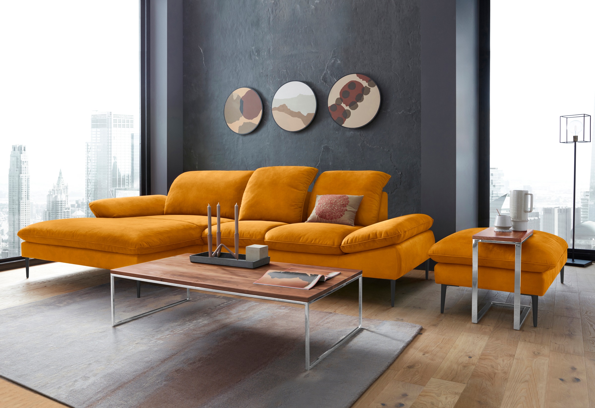 W.SCHILLIG Hocker »enjoy&MORE«, Füße schwarz pulverbeschichtet, Breite 106 cm