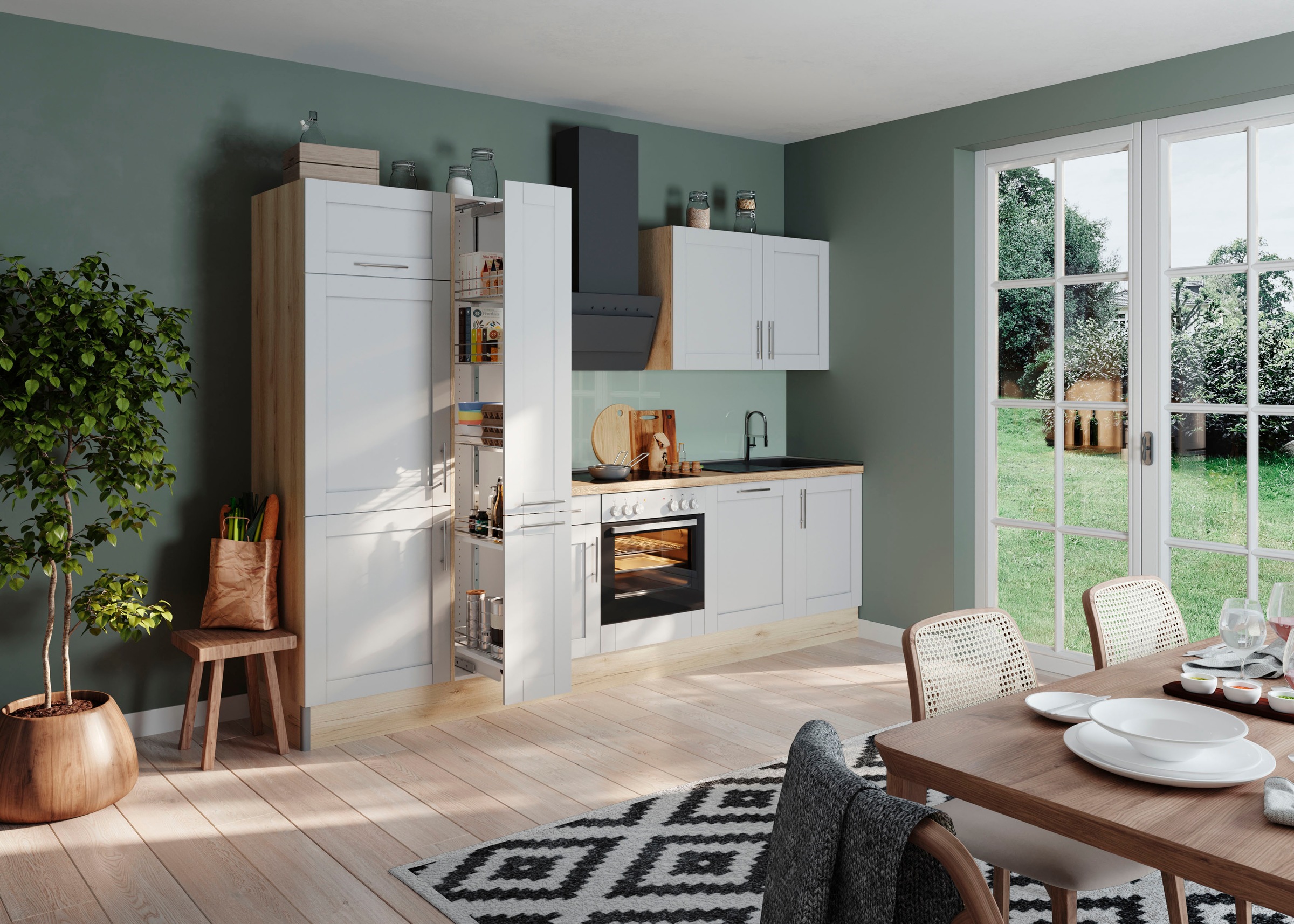 KOCHSTATION Küche »KS-Ahus«, Breite 310 cm,wahlweise mit E-Geräten,MDF Fronten,Soft Close Funktion
