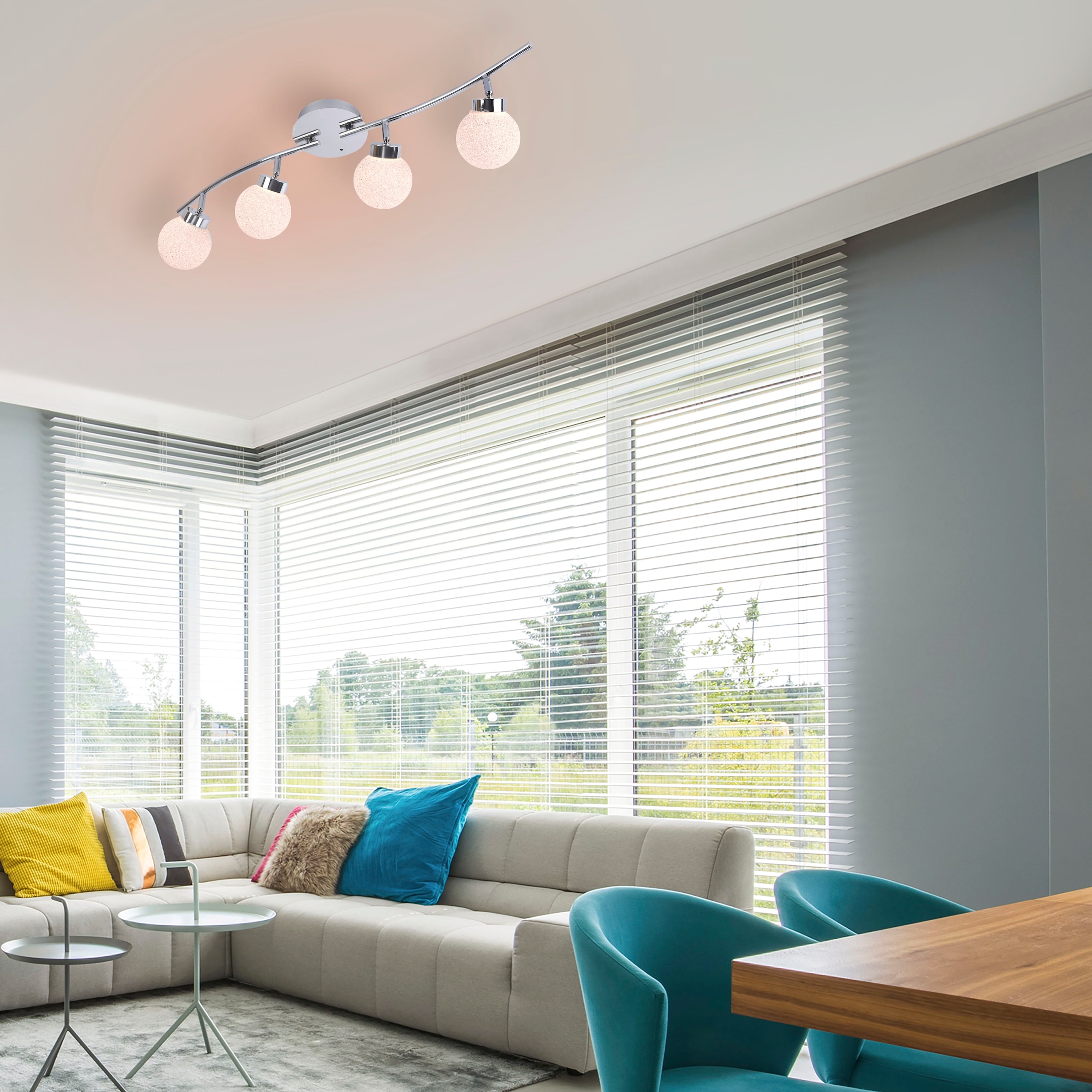JUST LIGHT Deckenleuchte »MIKO«, 4 flammig, Leuchtmittel LED-Board | LED fest integriert, LED, RGB+W, Fernbedienung, Infrarot inkl., dimmbar über Fernbedienung
