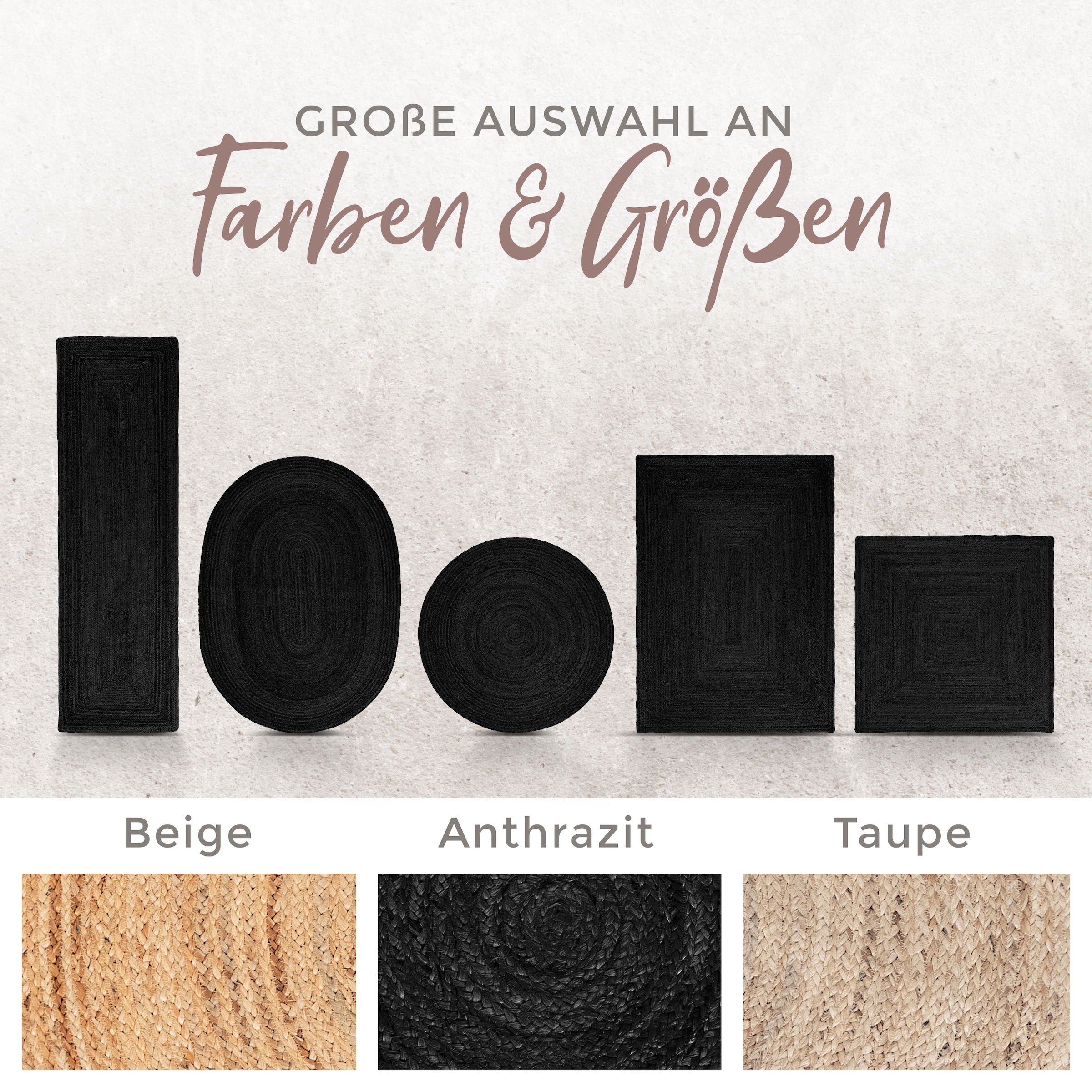 carpetfine Teppich »Nele Juteteppich Naturfaser«, rund, 6 mm Höhe, geflochtener Wendeteppich aus 100%Jute, in rund und oval, viele Größen