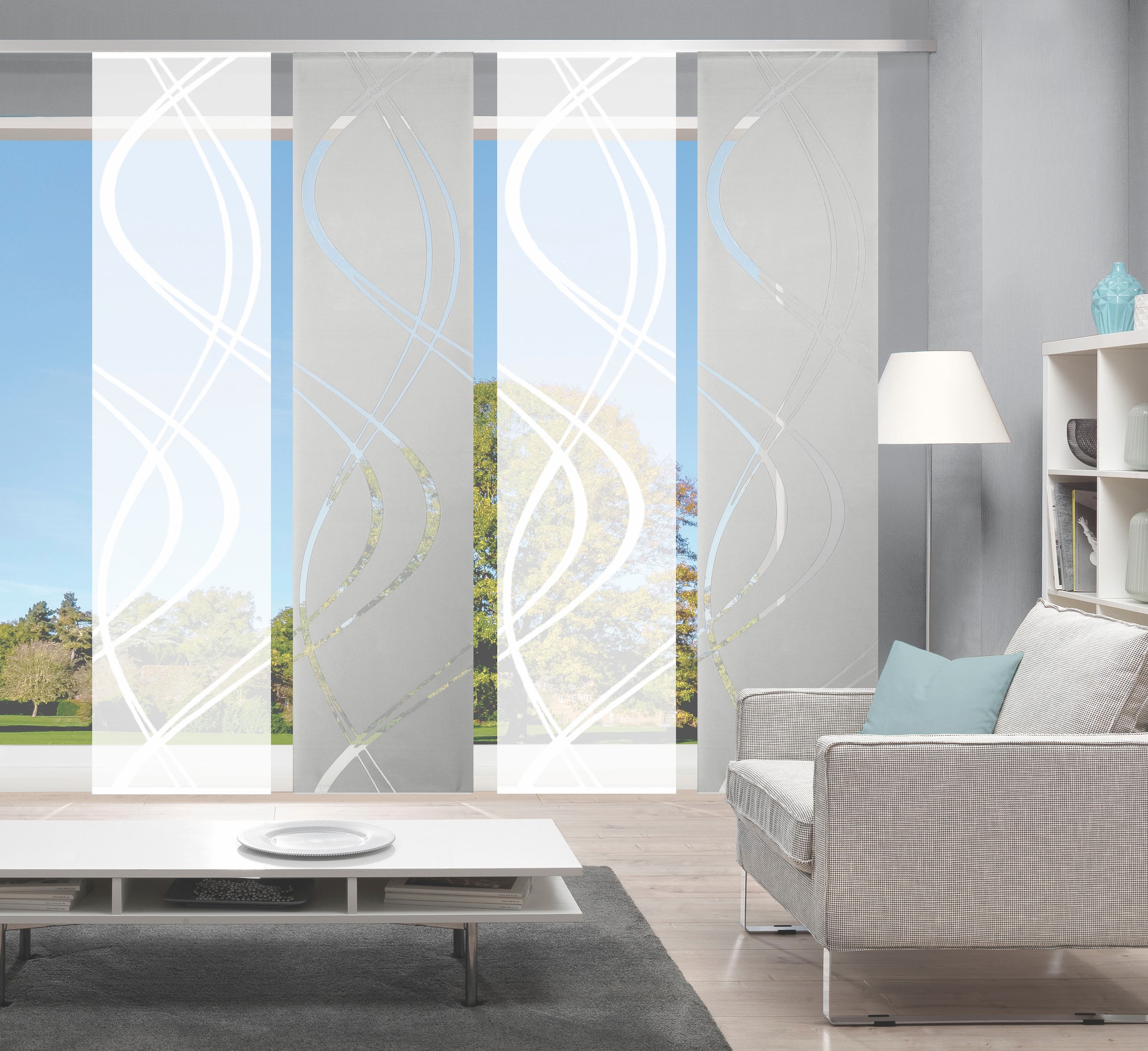 HOME WOHNIDEEN Schiebegardine »TIBERIO 4er SET«, (4 St.), Schiebegardine 4er SET TIBERIO