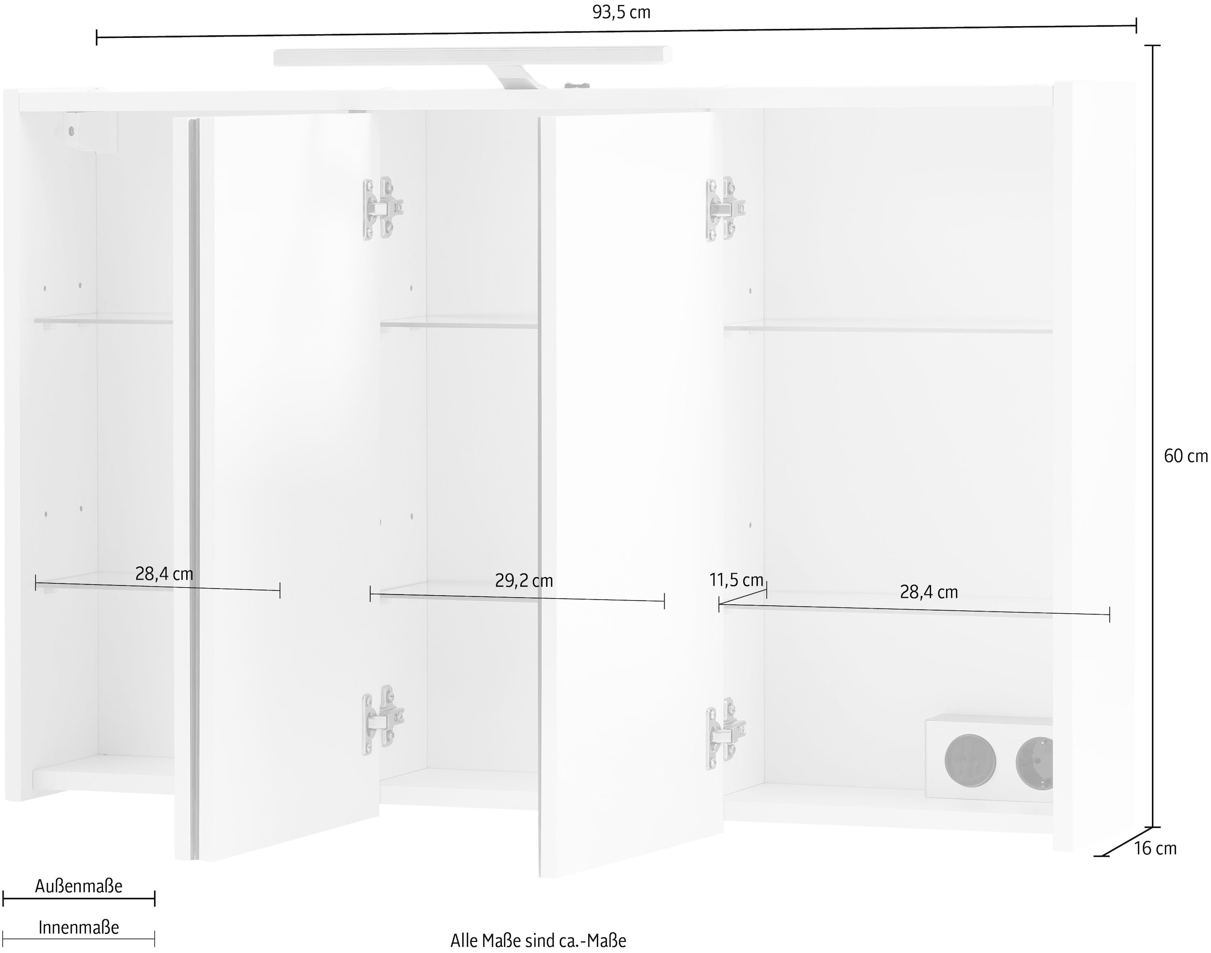 INOSIGN Spiegelschrank »List«, Breite 93,5 cm